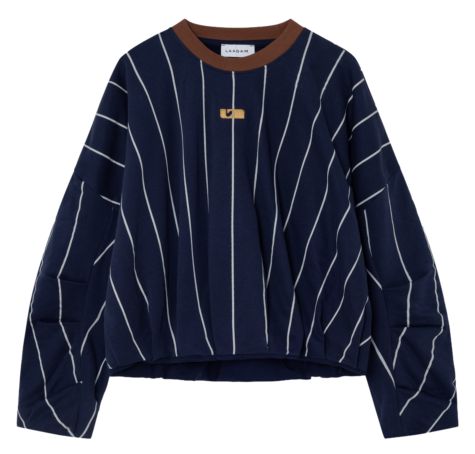 Oversize cotton-blend round-neck striped sweater LAAGAM Blue