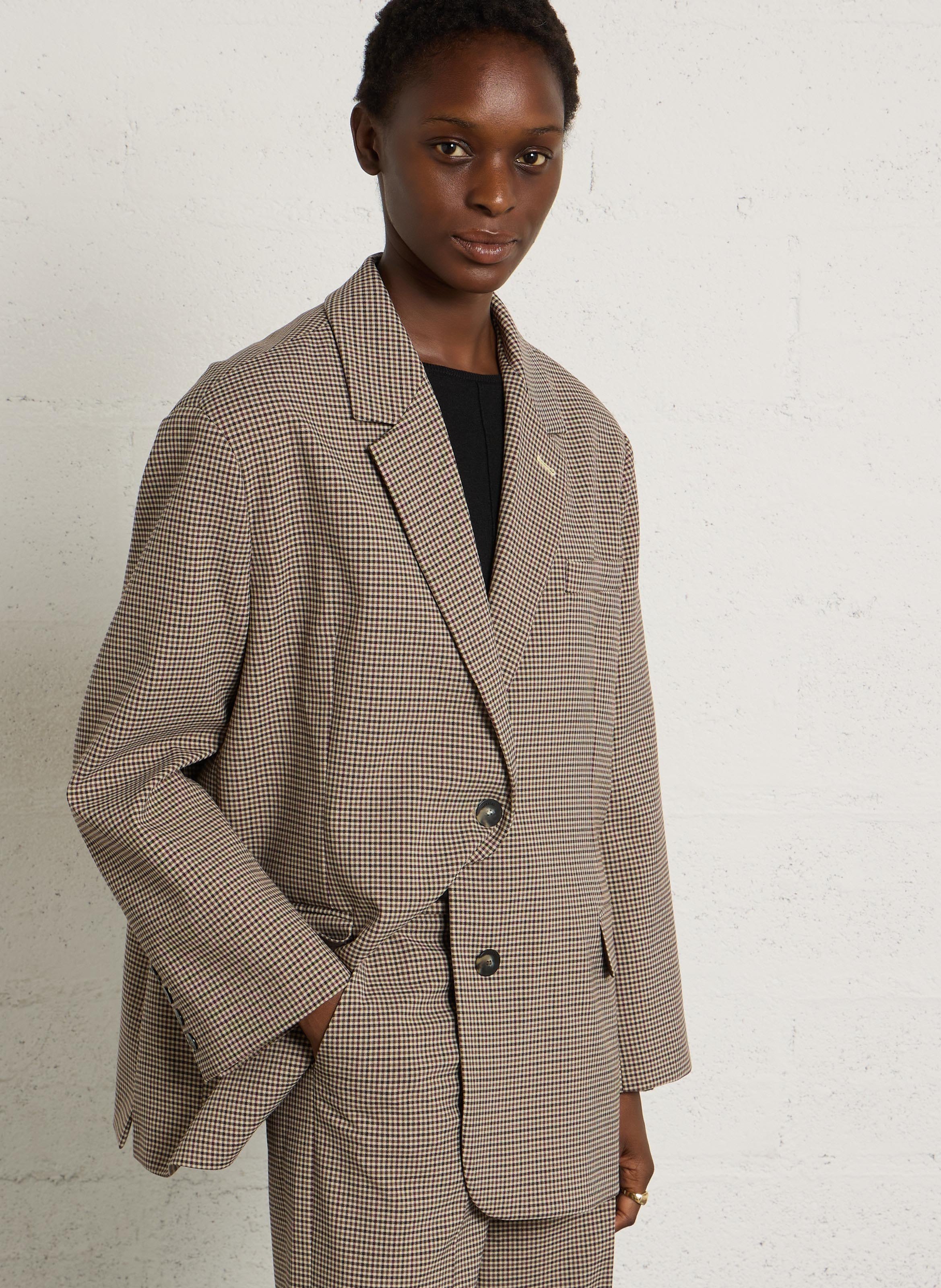 Blazer oversize à carreaux IMPERIAL Beige
