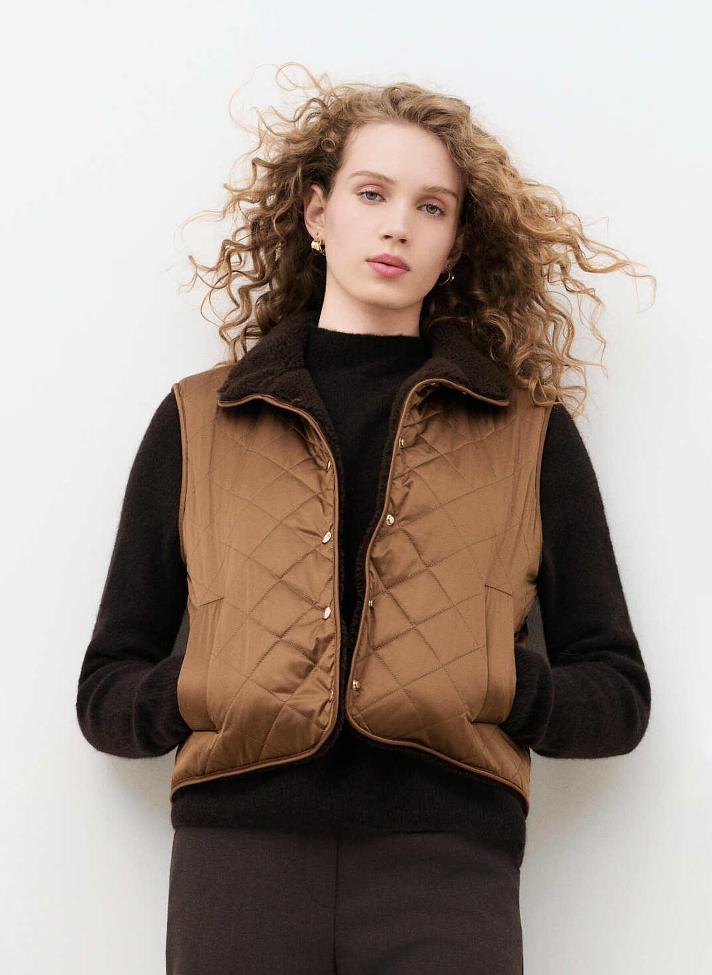 Manteau sans manches uni CAROLL Marron