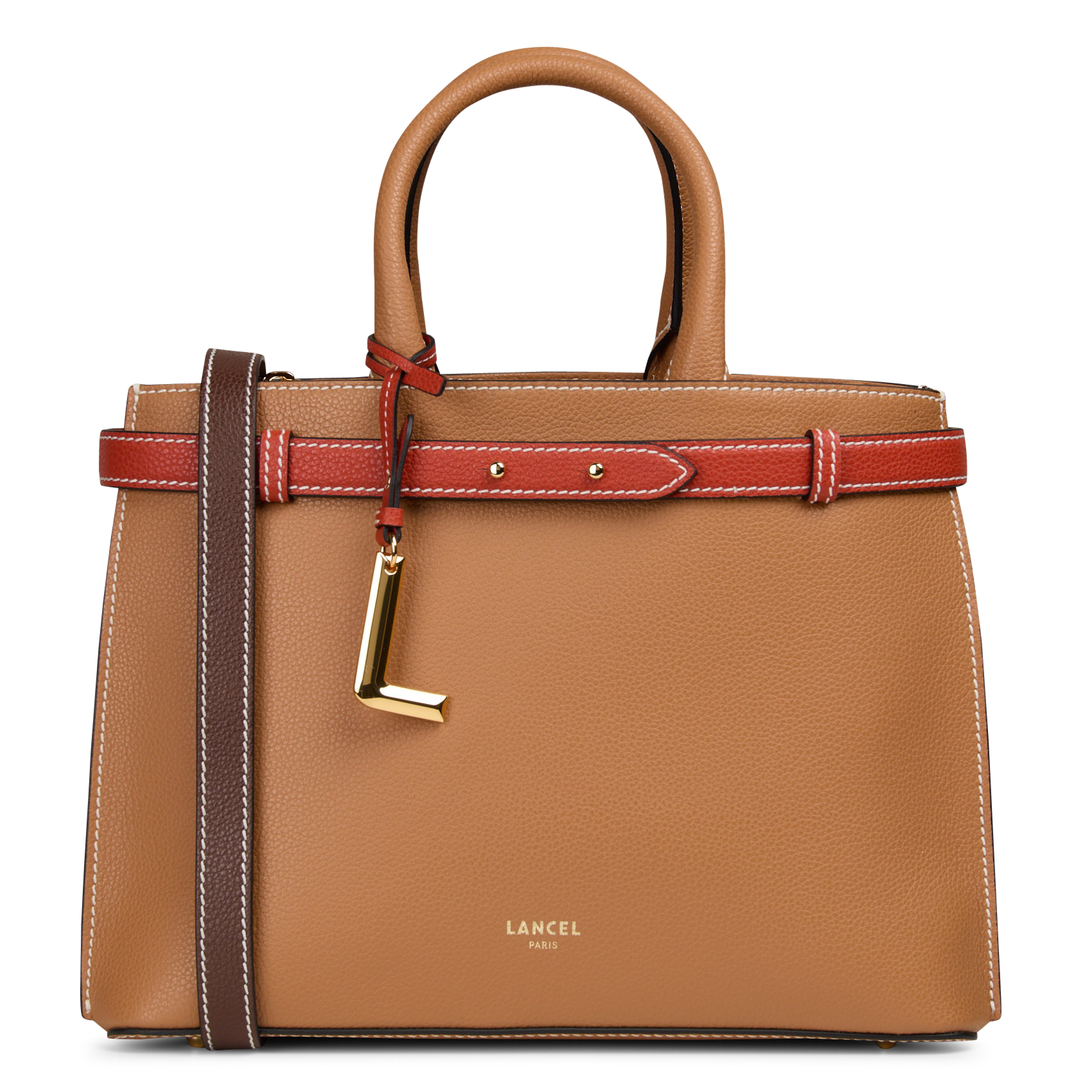Bowlingtasche aus genarbtem Leder mit Reißverschluss LANCEL Beige