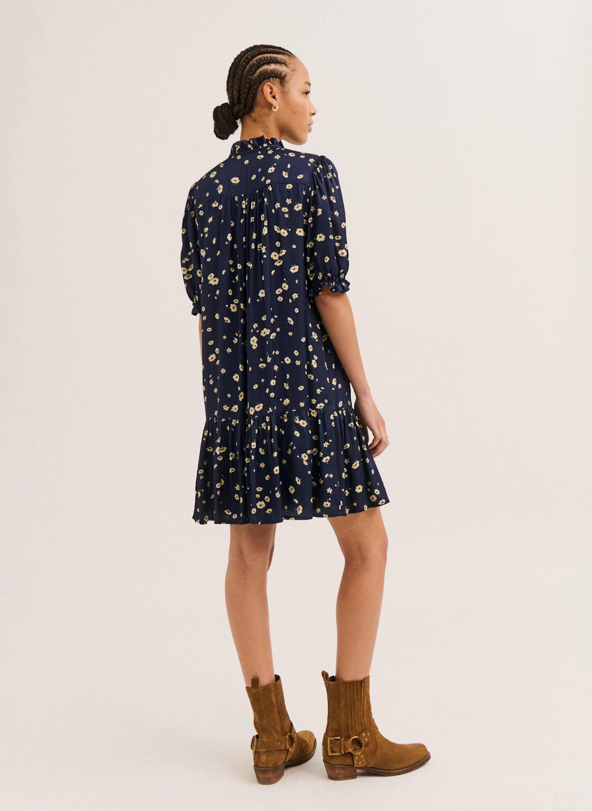 Ausgestelltes Kurzkleid mit Print PABLO Blau