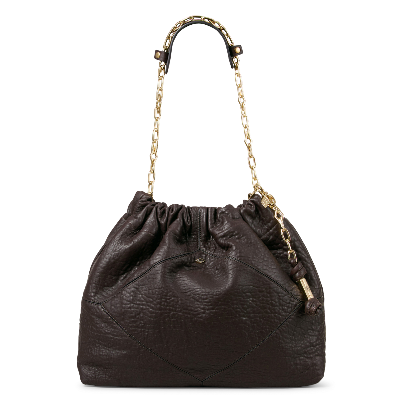 Leather shoulder bag with chain BA&SH Brown