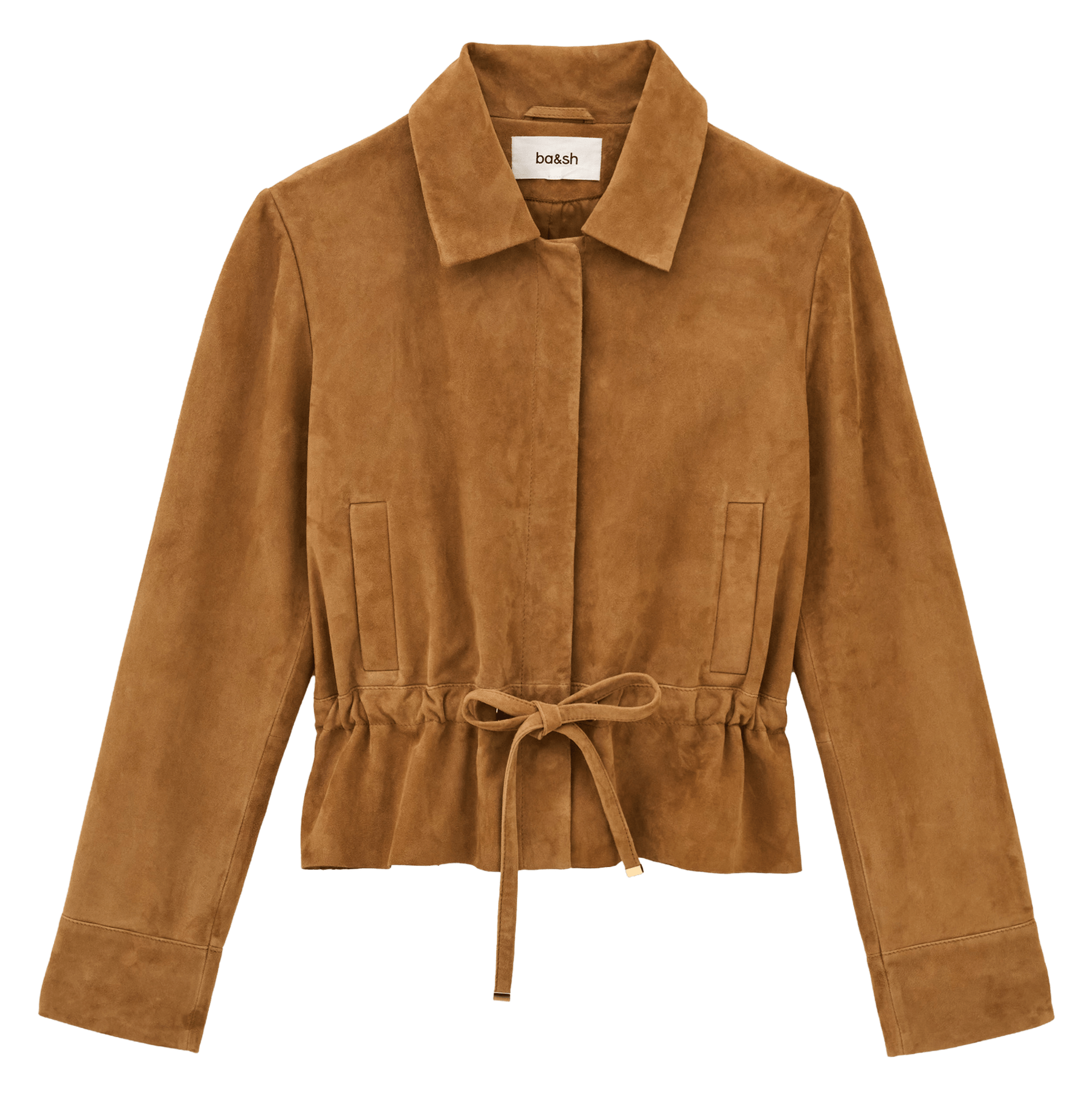 Veste courte cintrée en cuir BA&SH Marron