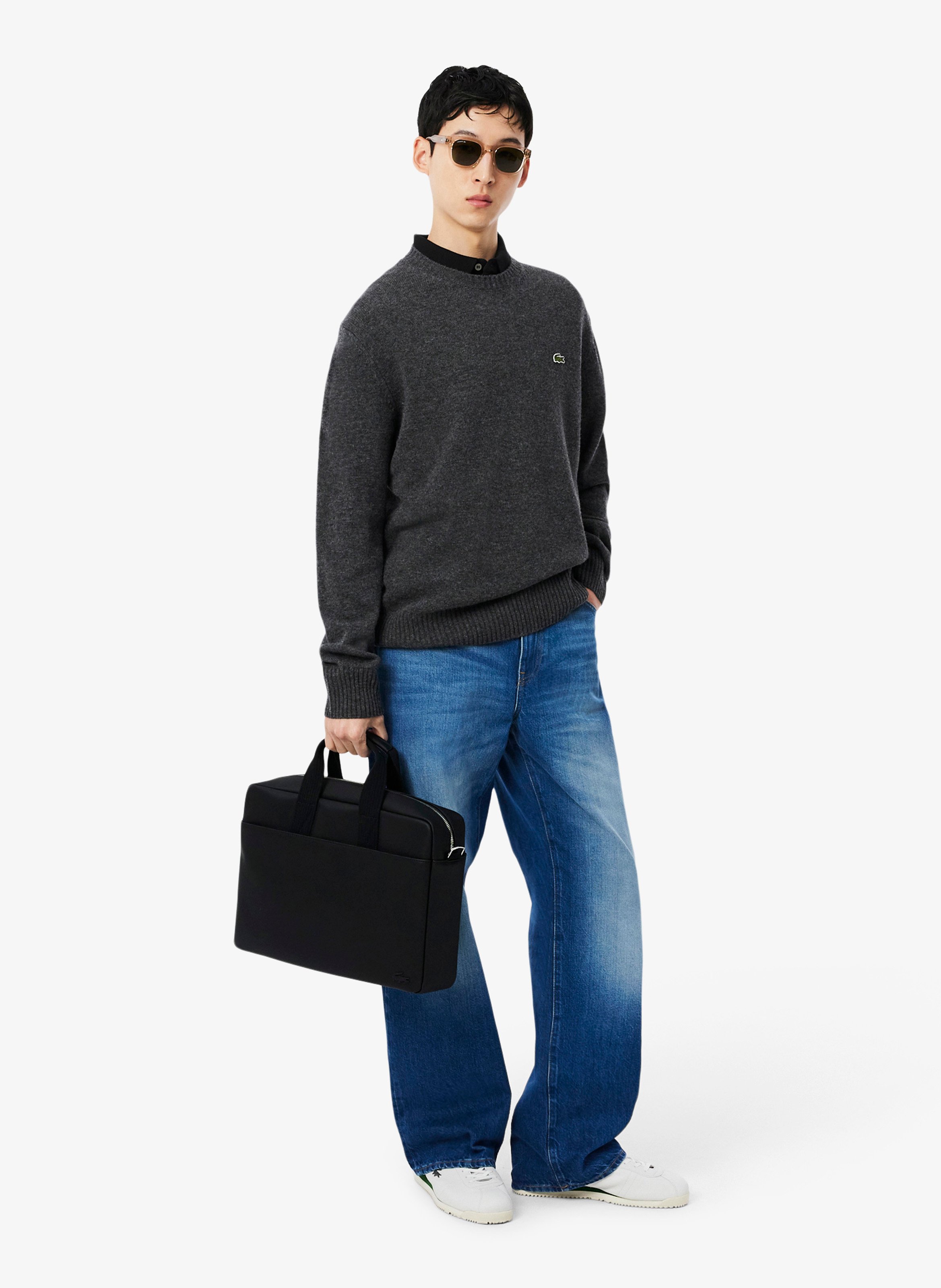 Sac ordinateur en toile enduite LACOSTE Noir