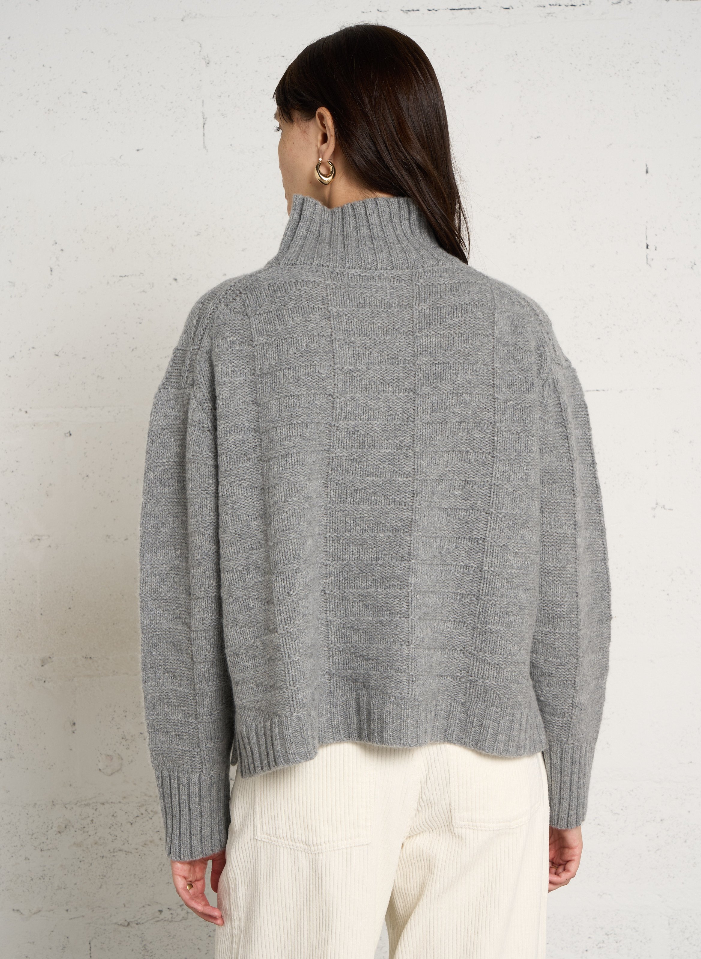 Pull droit col montant en laine BELLA JONES Gris
