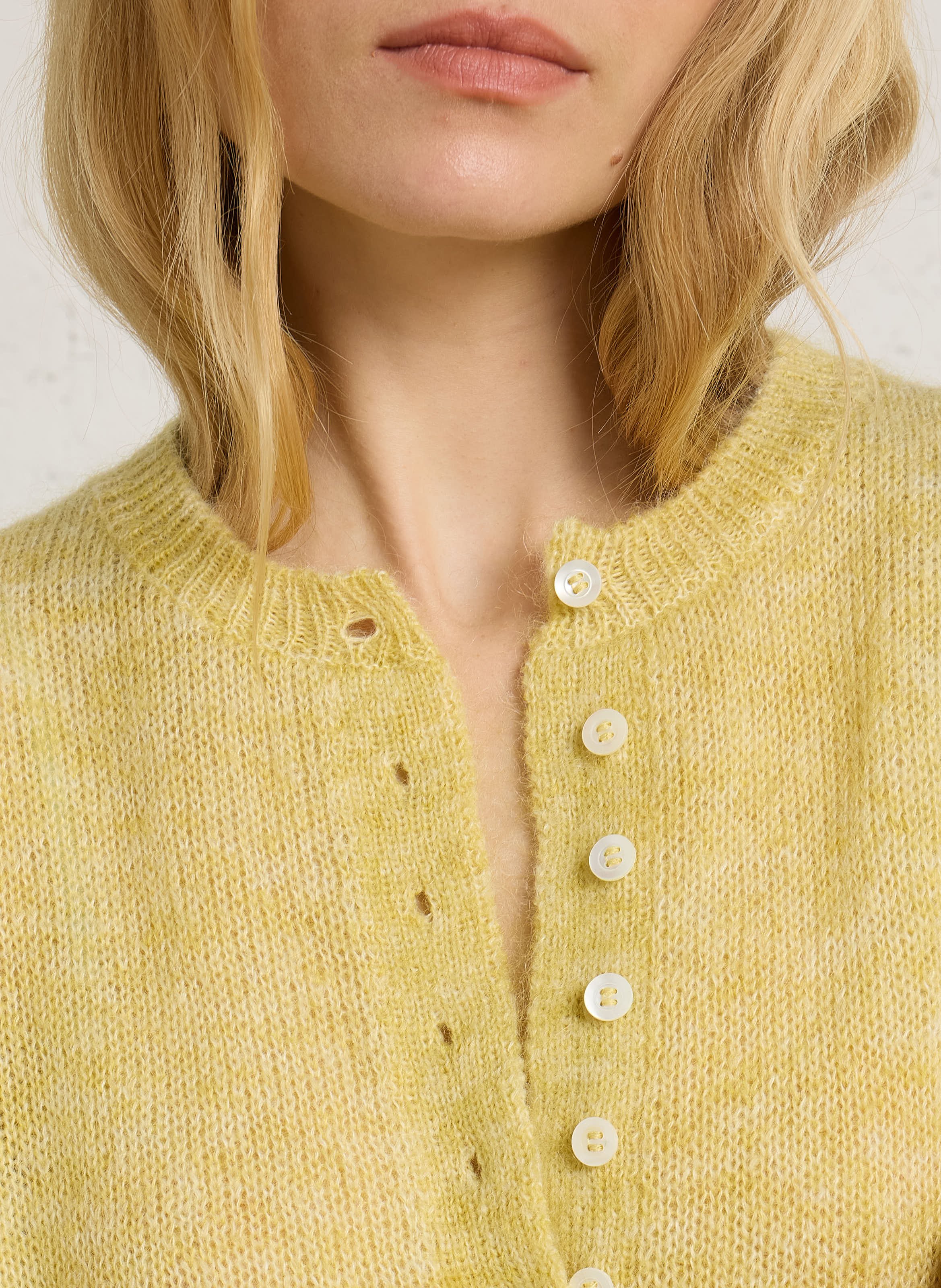 Vest van gemengde mohair en merinowol MASSCOB Geel