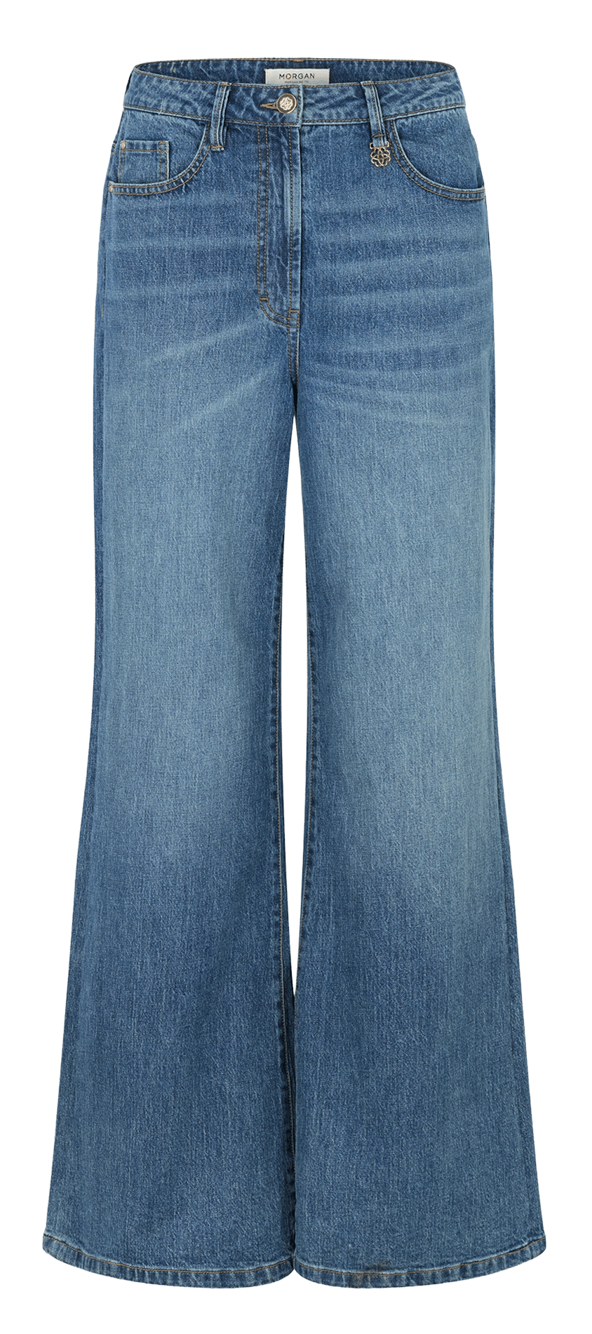 Wide-leg cotton-blend jeans MORGAN Blue