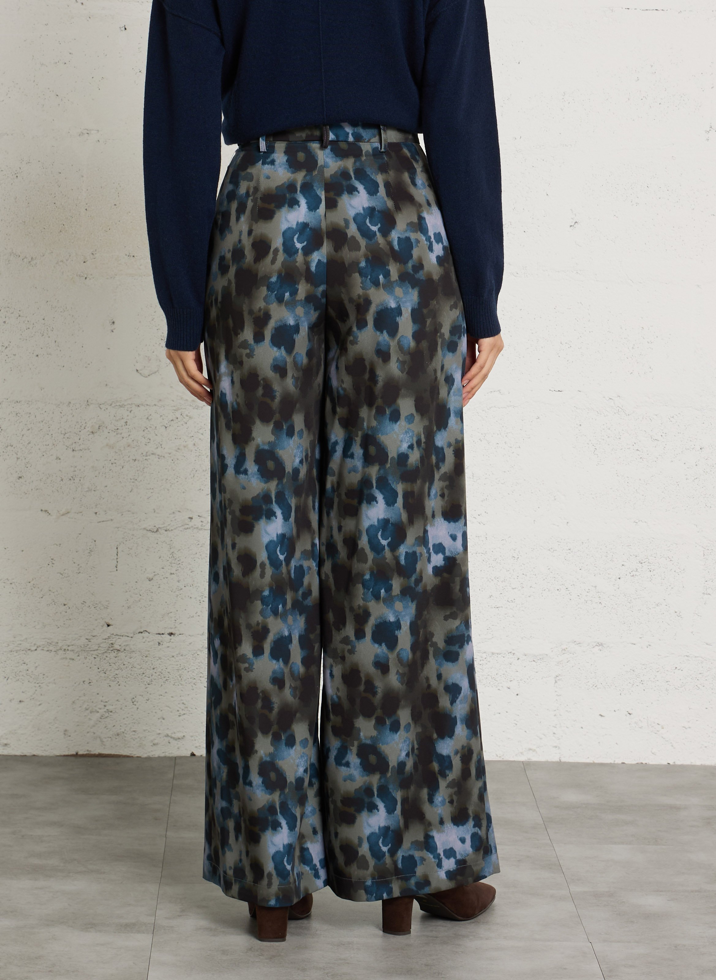Pantalon large taille haute PLEASE Bleu