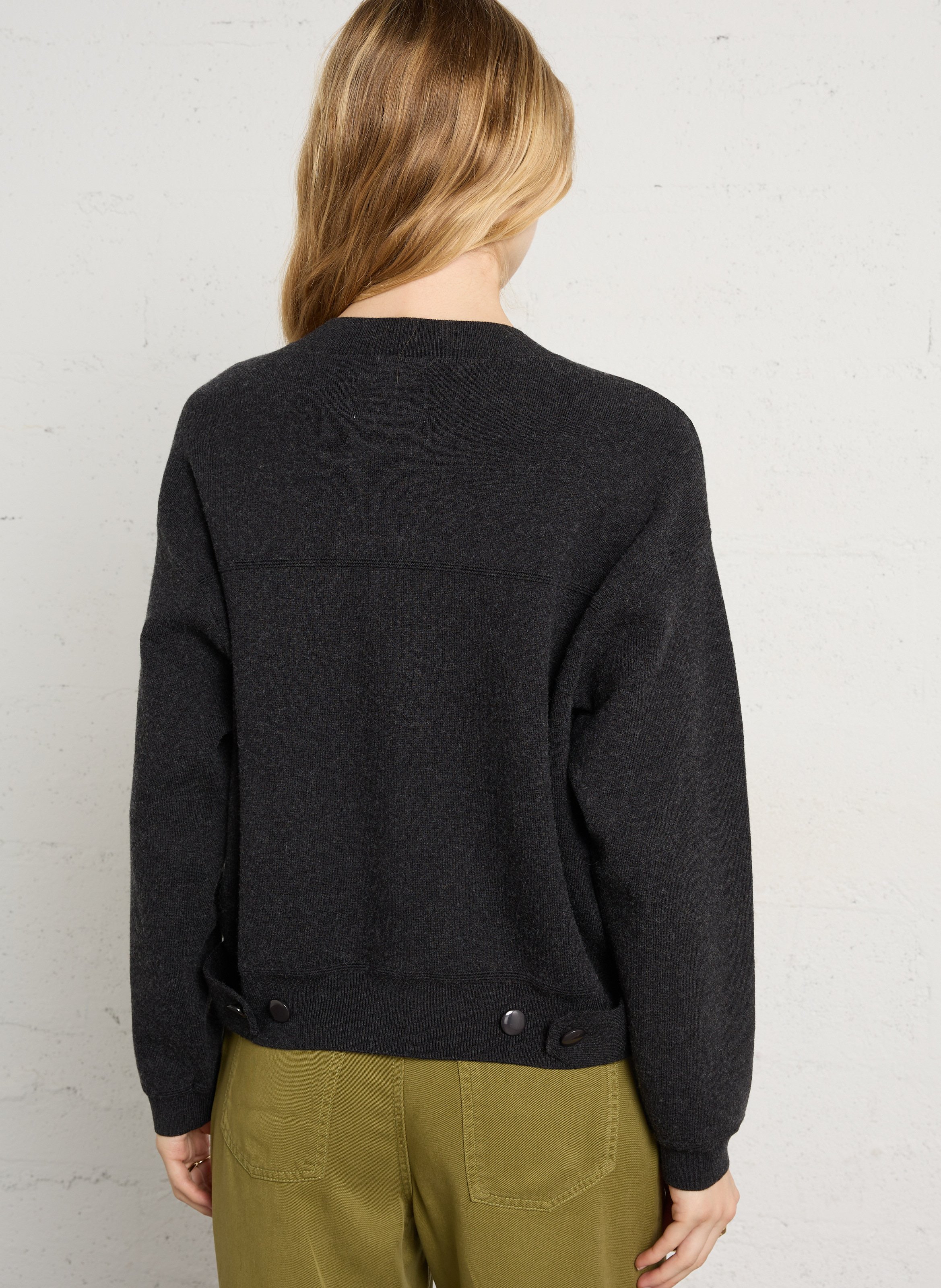 Plain oversized buttoned cardigan DES PETITS HAUTS Grey