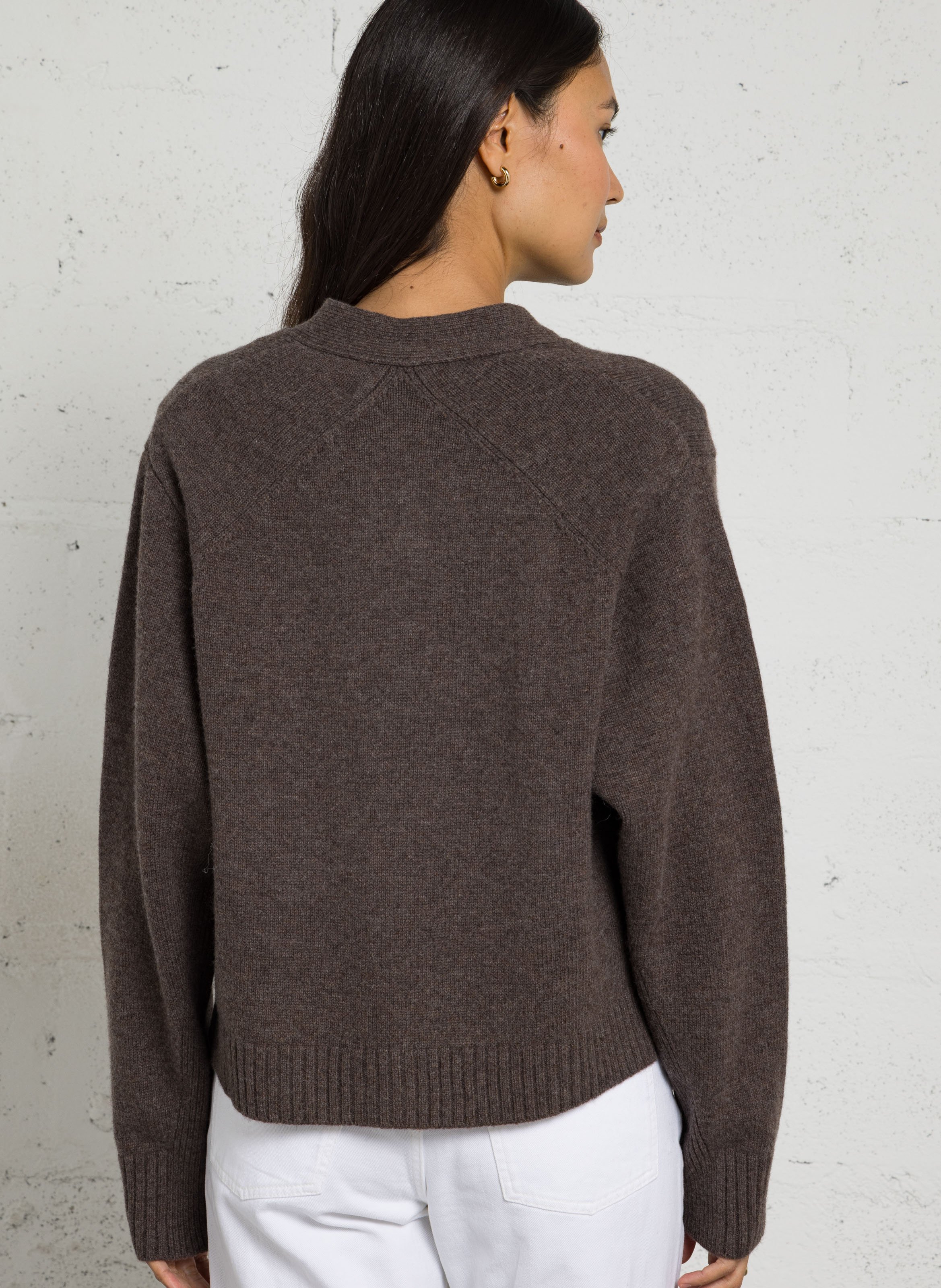 Cardigan ample en laine BERENICE Marron