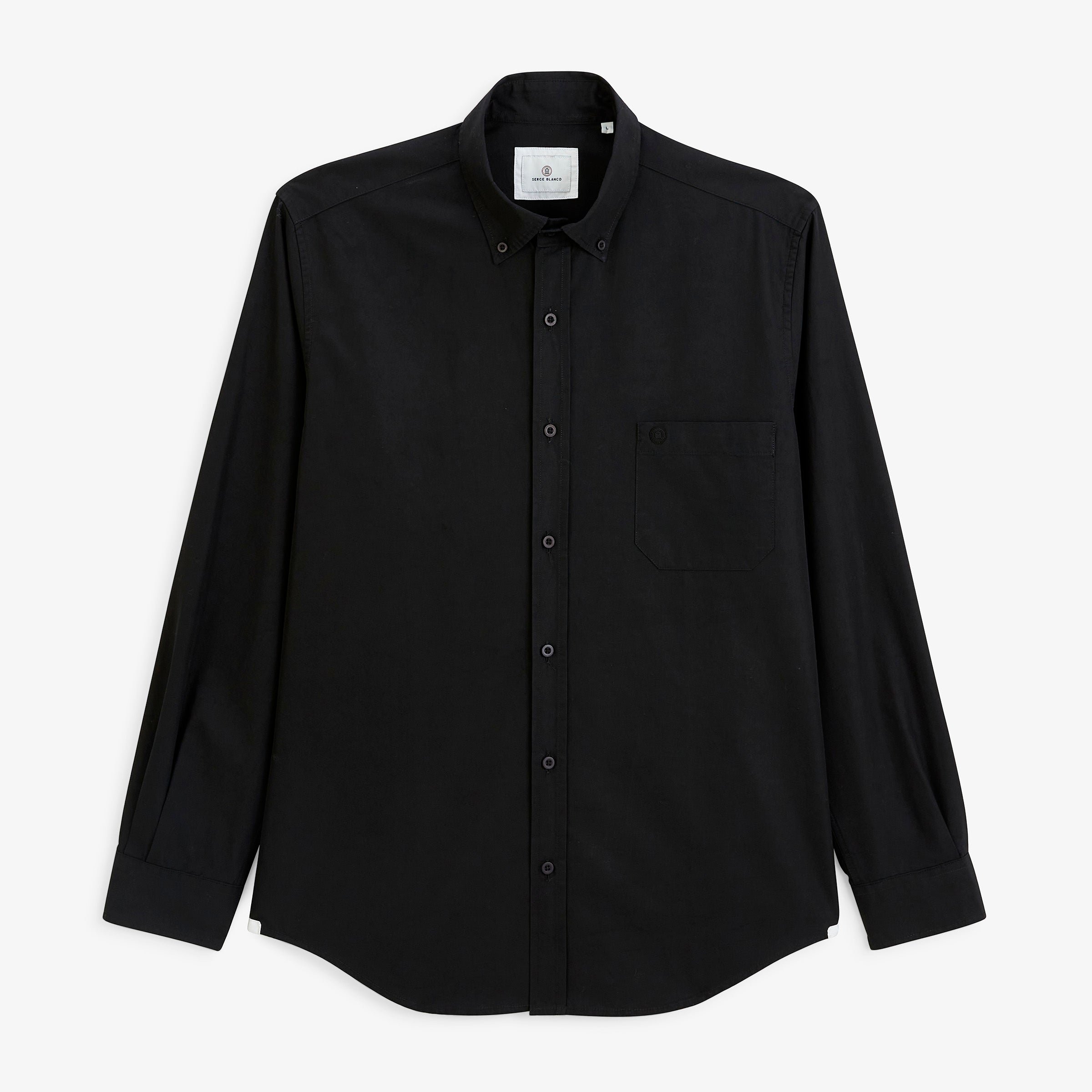 Long-sleeved cotton poplin shirt SERGE BLANCO Black