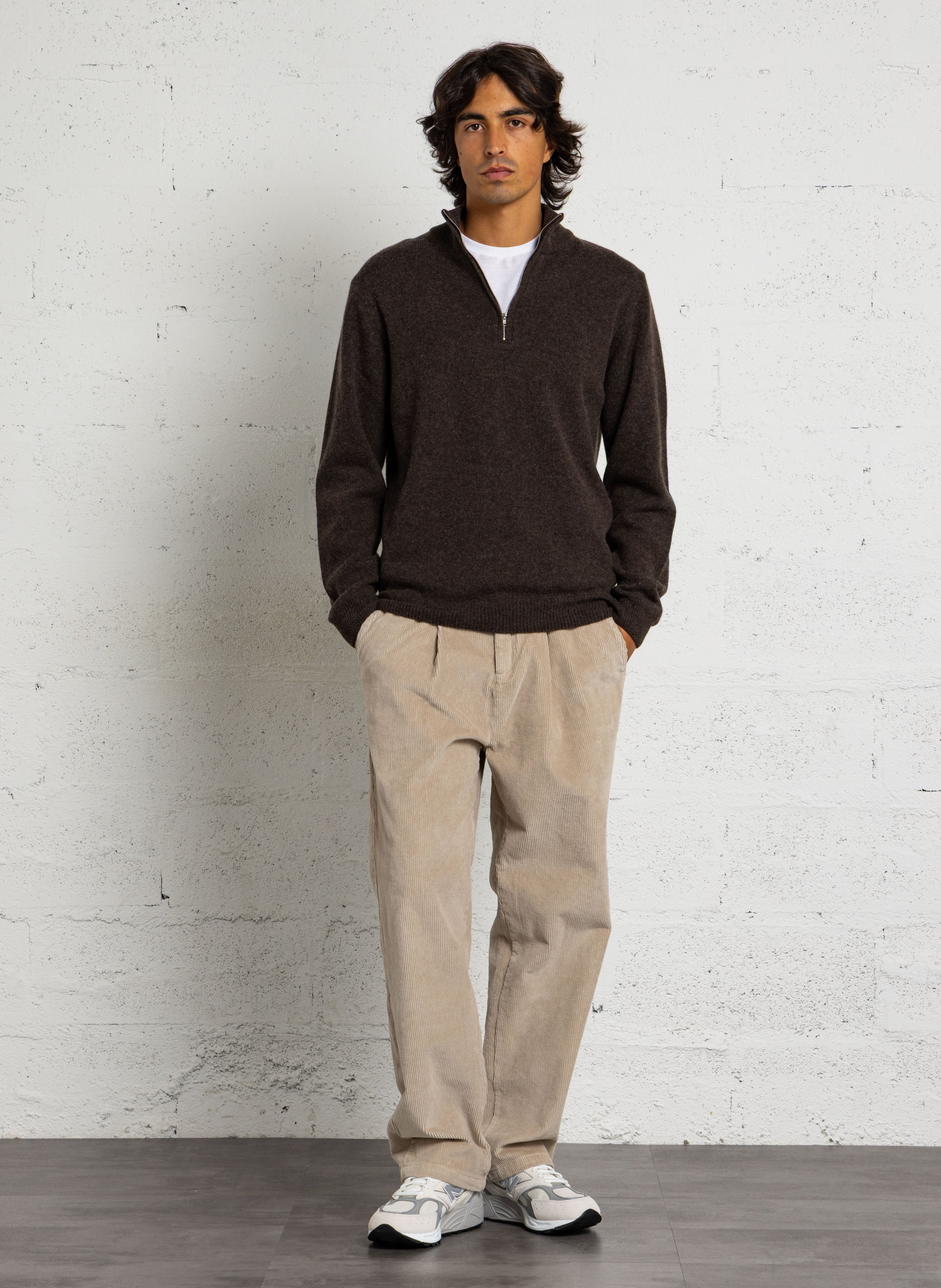 Wide-leg trousers in cotton-blend corduroy CASUAL FRIDAY Beige