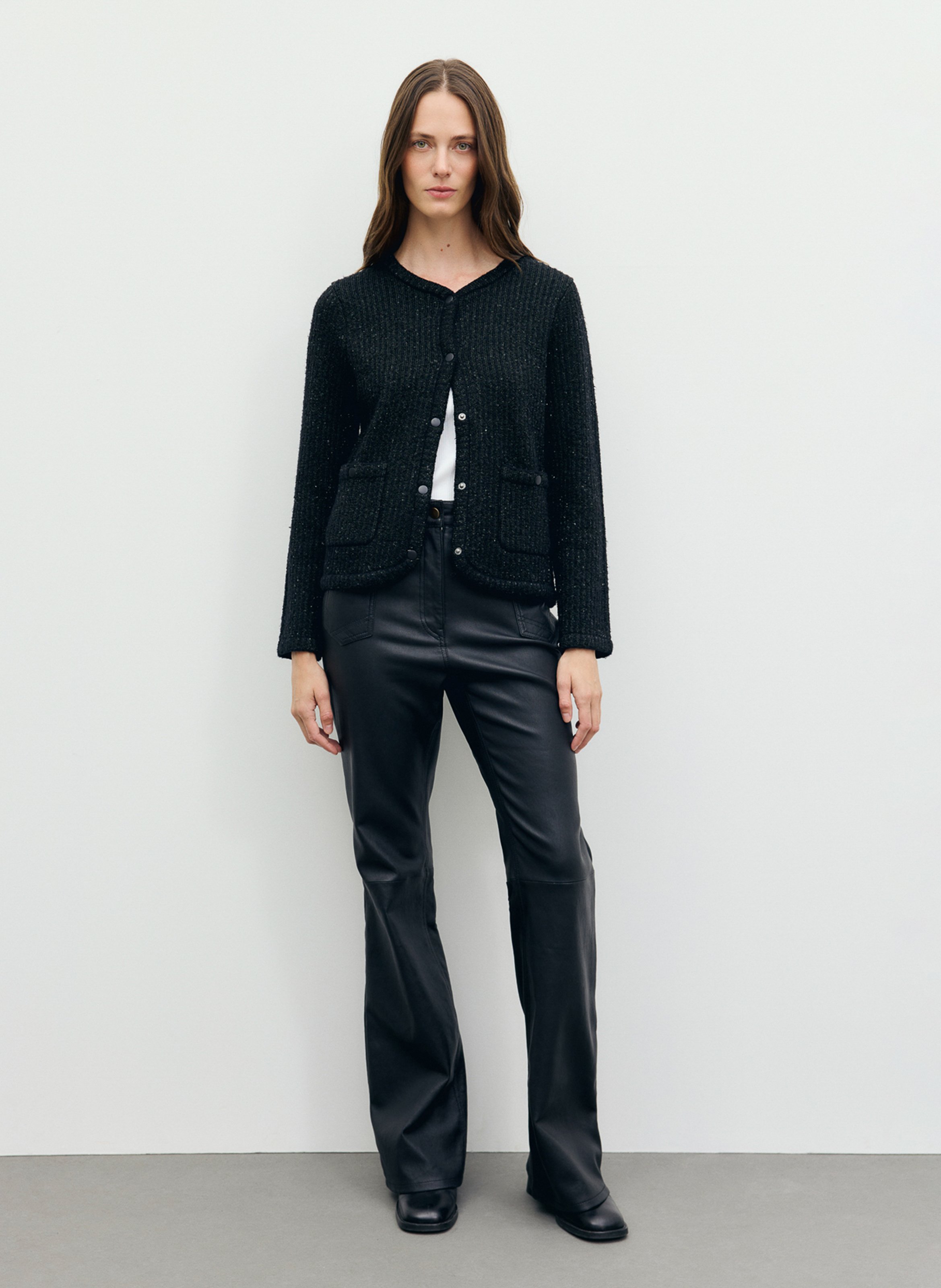 Gilet droit col rond boutonné GERARD DAREL Noir