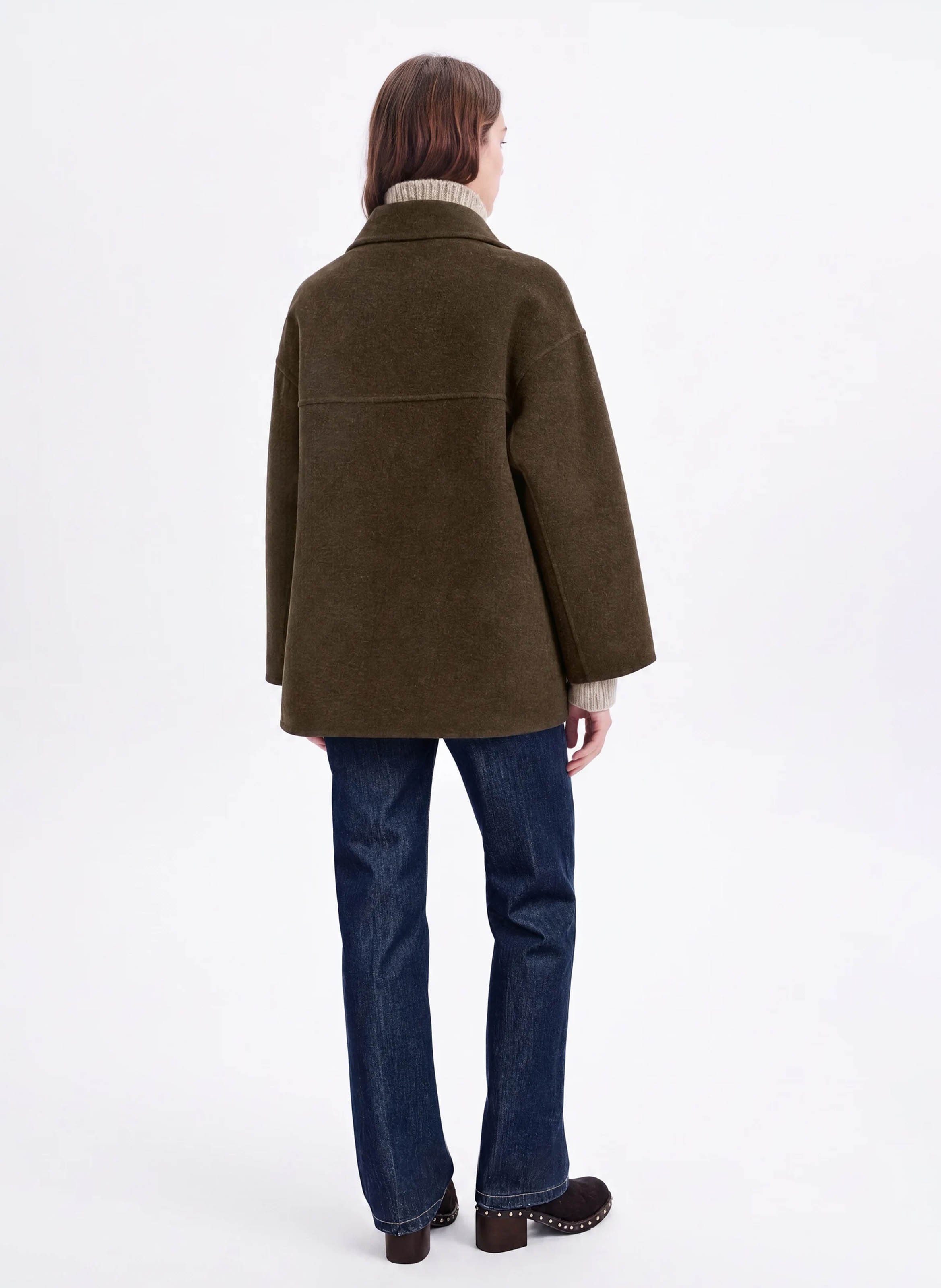 Straight-cut wool-blend coat VANESSA BRUNO Khaki