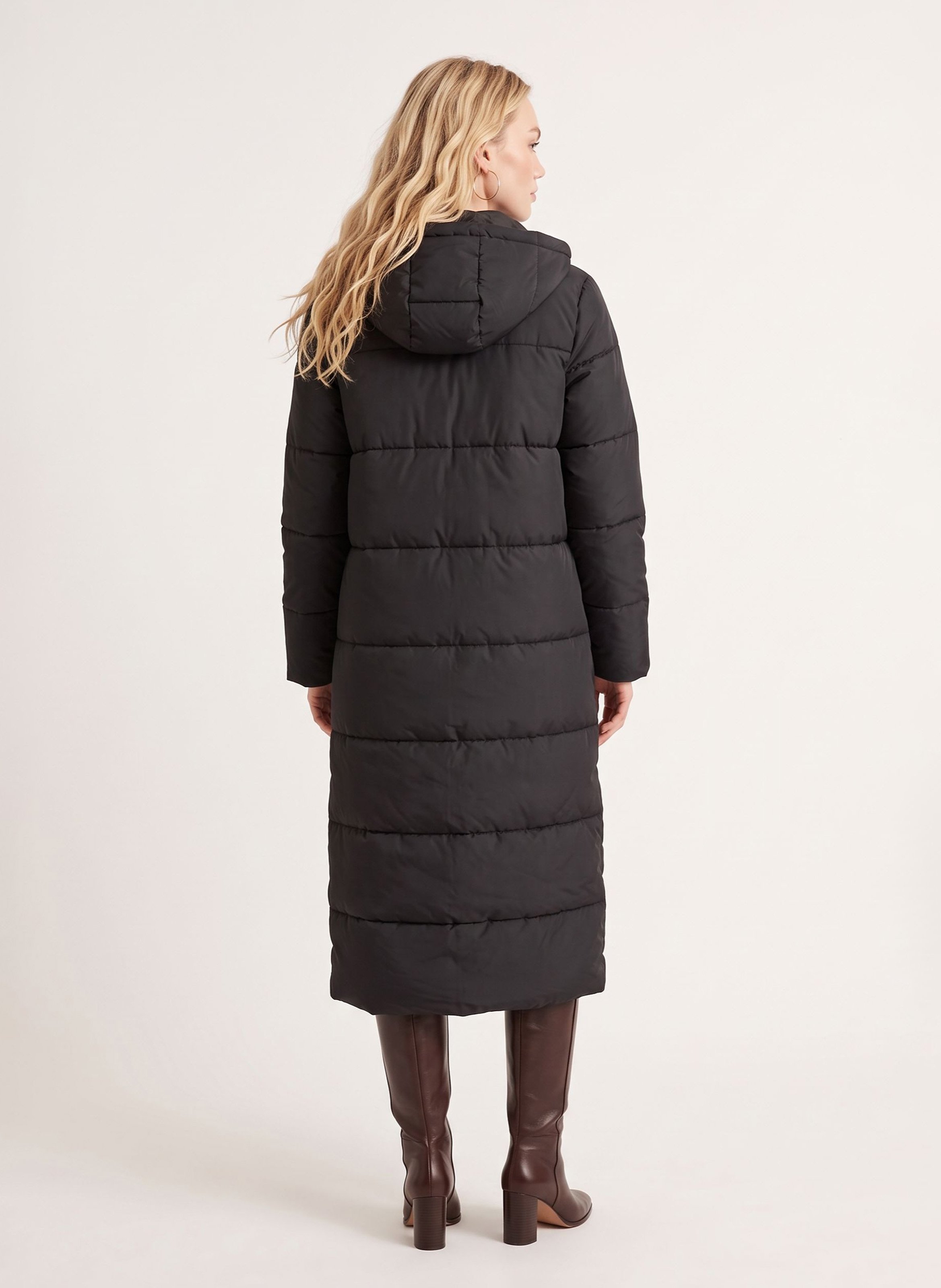 Long straight quilted puffer jacket KOOKAI Black