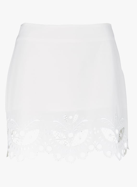 Gonna corta con ricamo punto inglese Bianco Berenice Donna