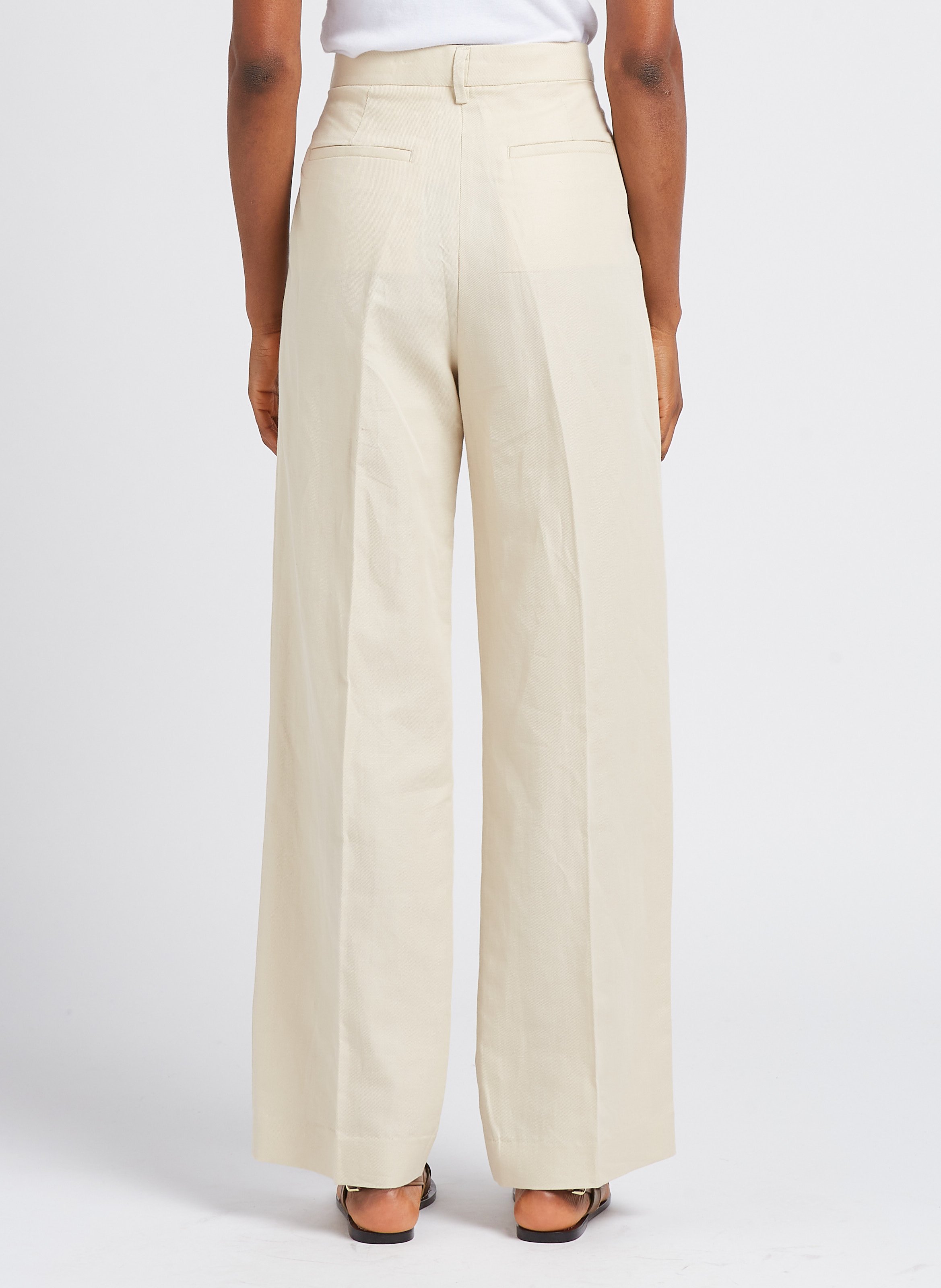 Pantalon droit en lin et coton  POMANDERE Blanc