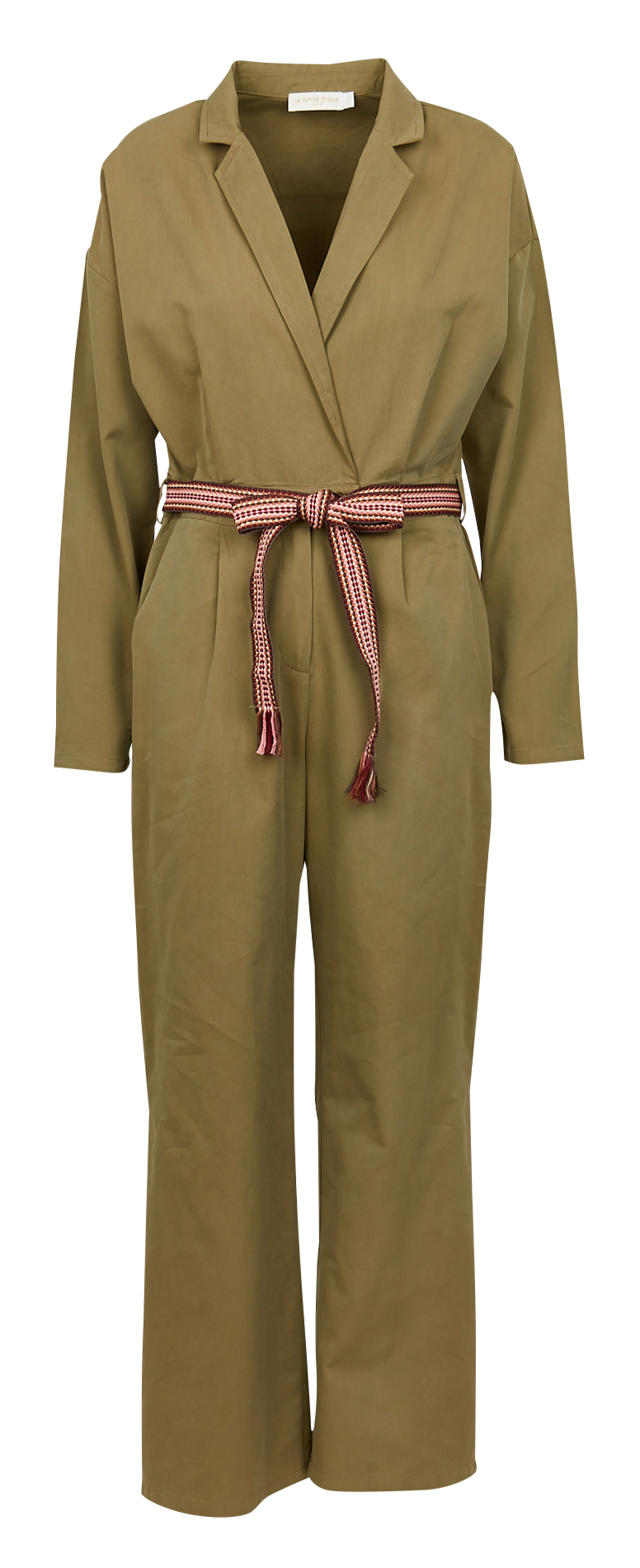 Combinaison ceinturée à col tailleur en coton mélangé LA PETITE ETOILE Kaki