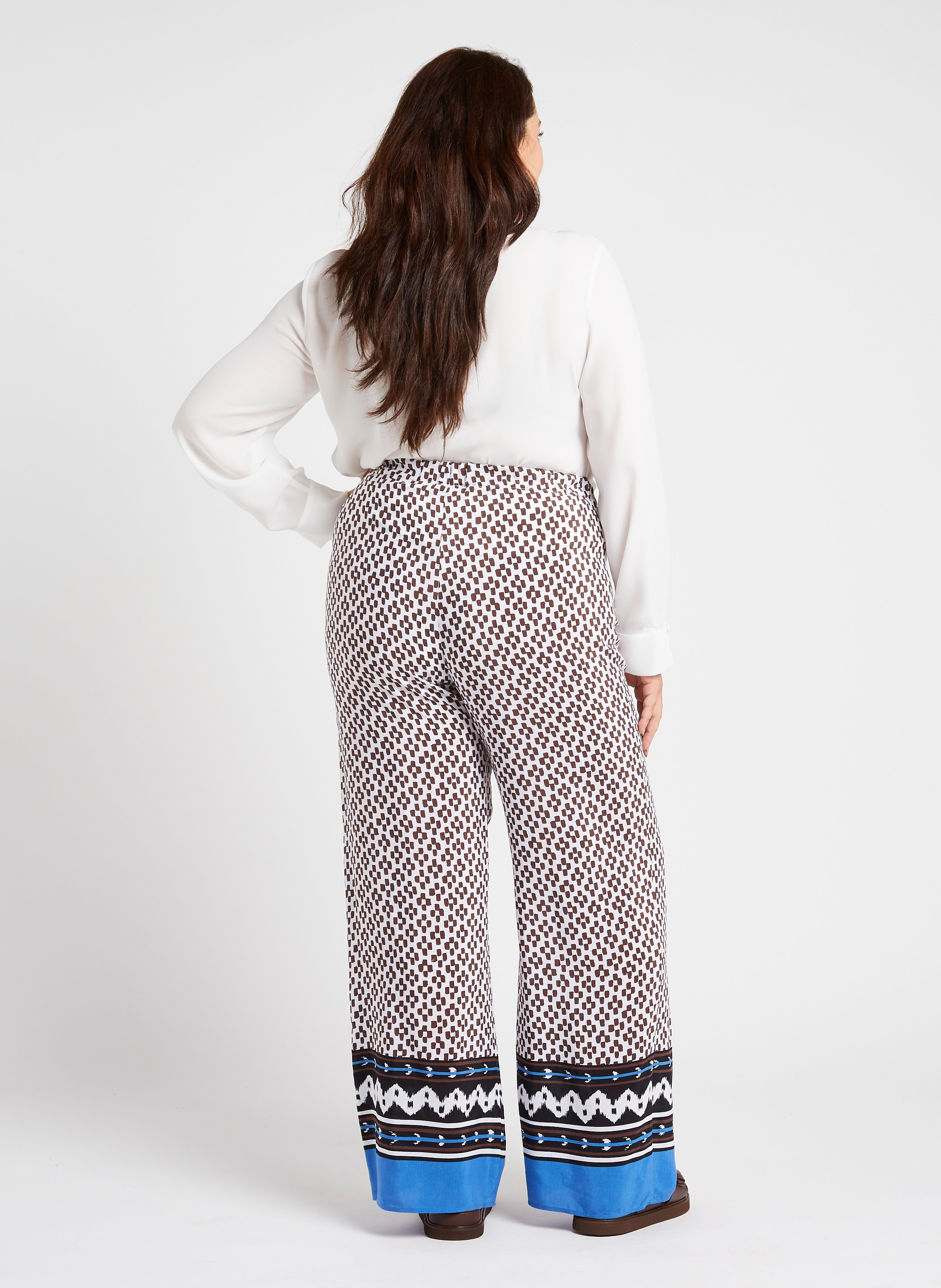 Pantalon large imprimé PERSONA by Marina Rinaldi Blanc