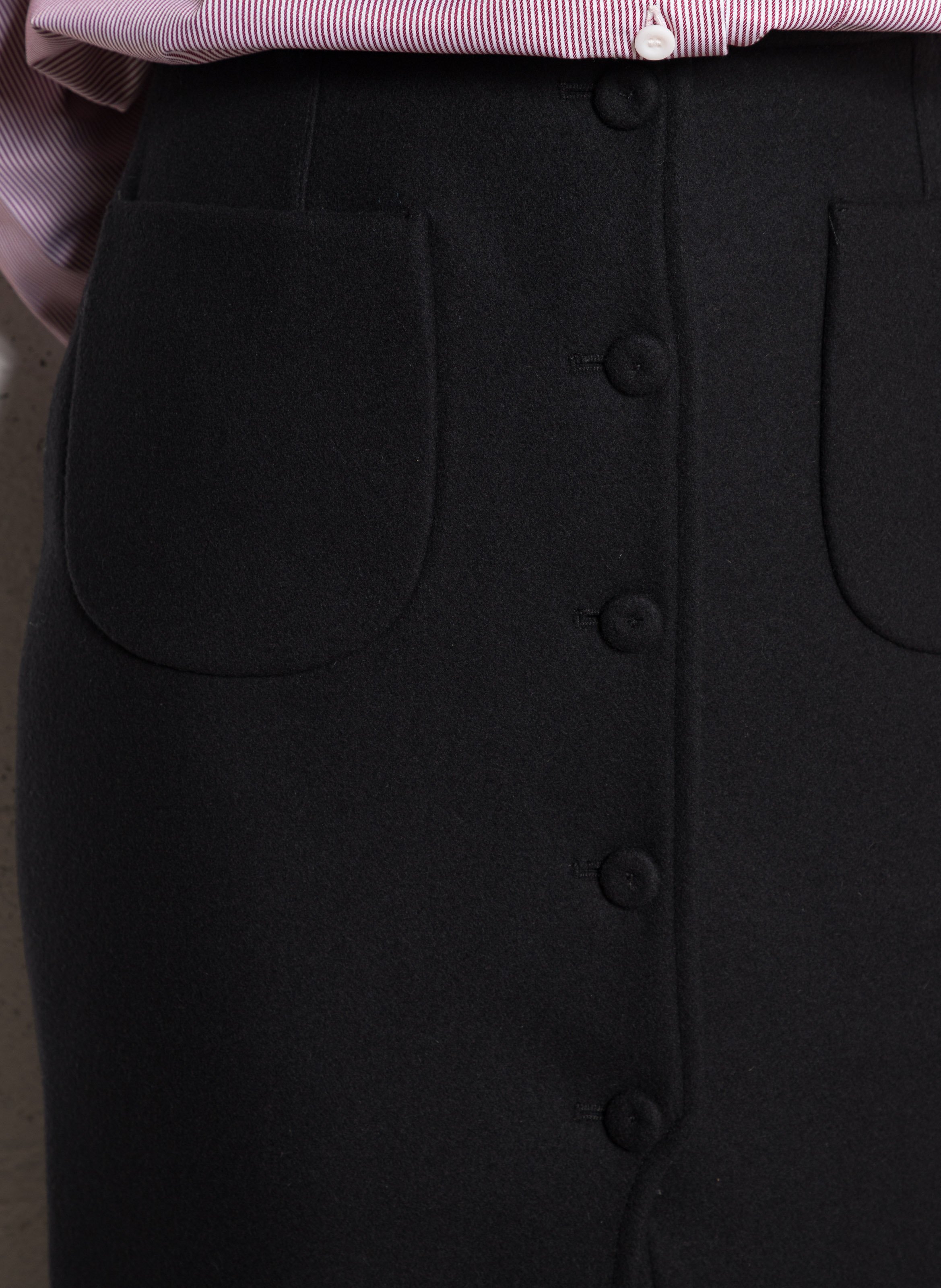 Jupe crayon en laine vierge mélangée MARGAUX LONNBERG Noir