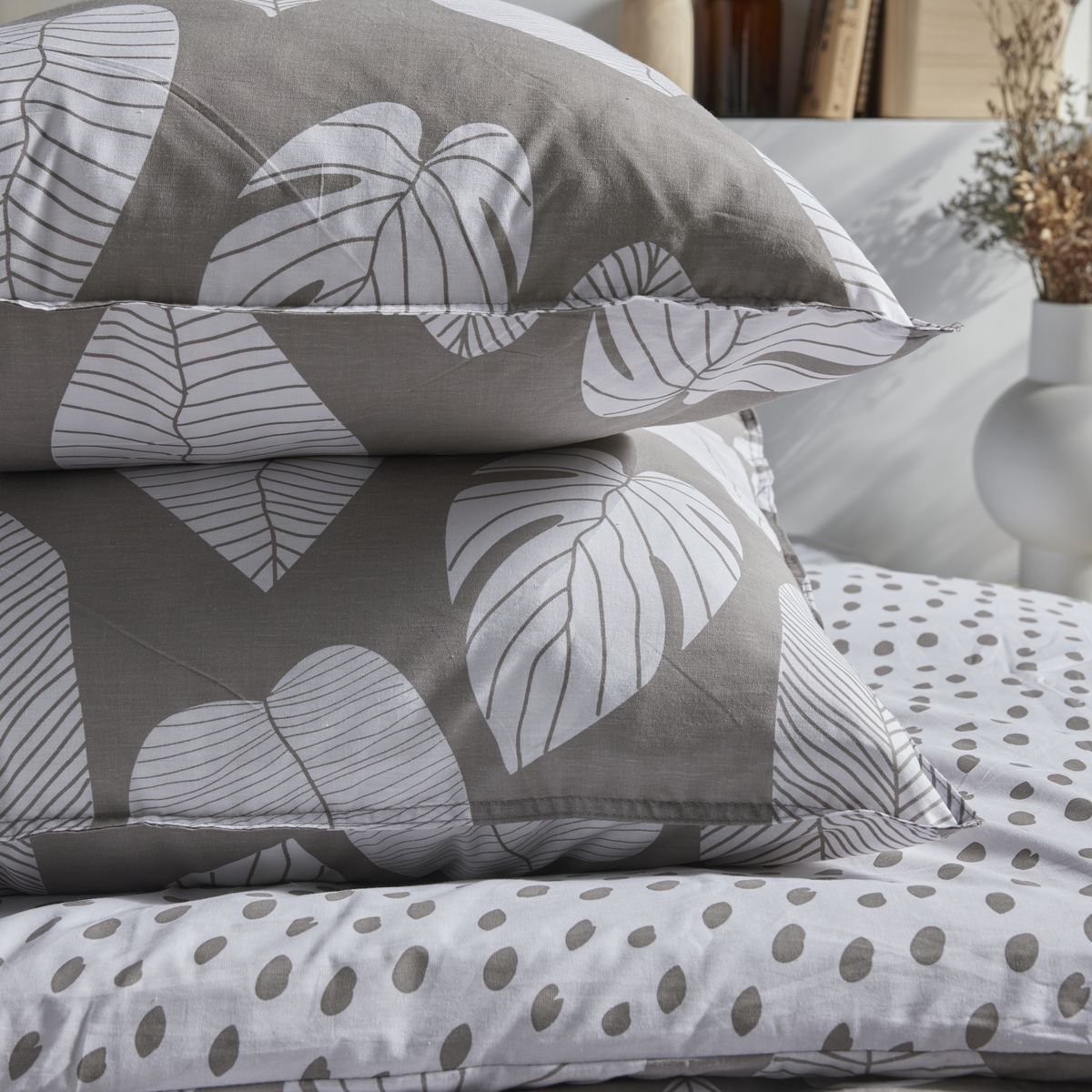 Zippered cotton printed bedding set TODAY LINGE DE MAISON Beige