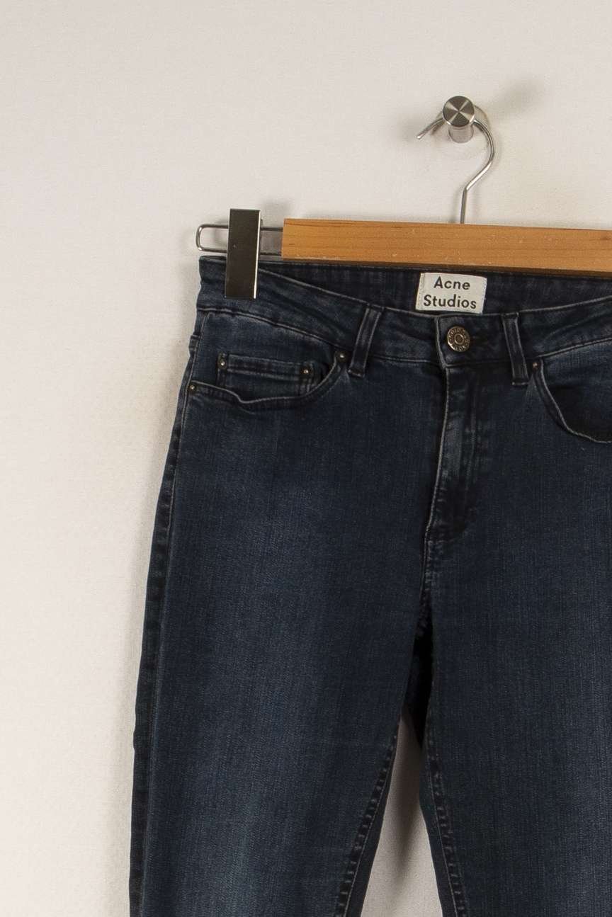 Cropped slim jeans with studs ACNE STUDIOS - Seconde Main Blue