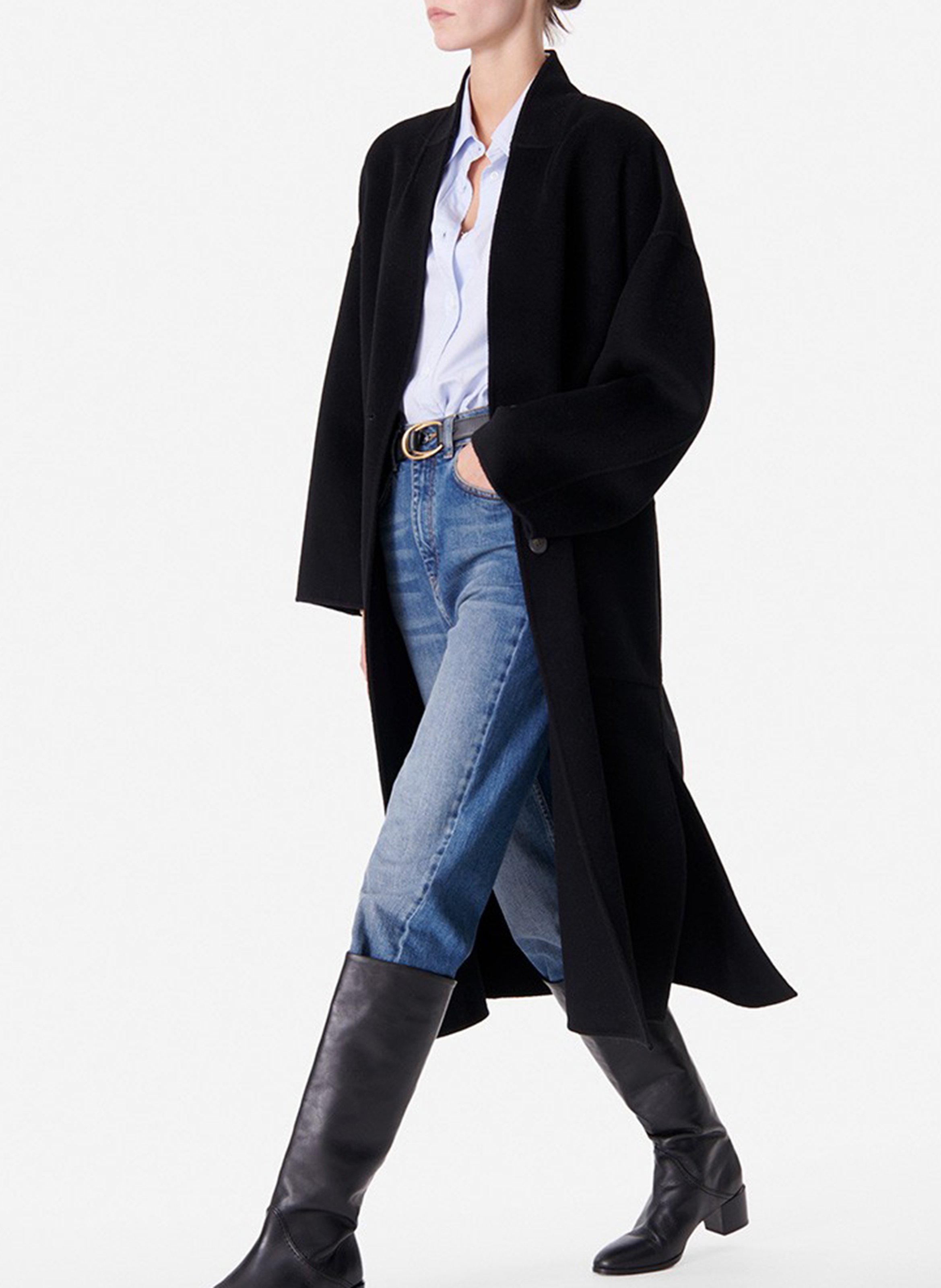 Jas met geruite kraag van gemengde wol VANESSA BRUNO Zwart