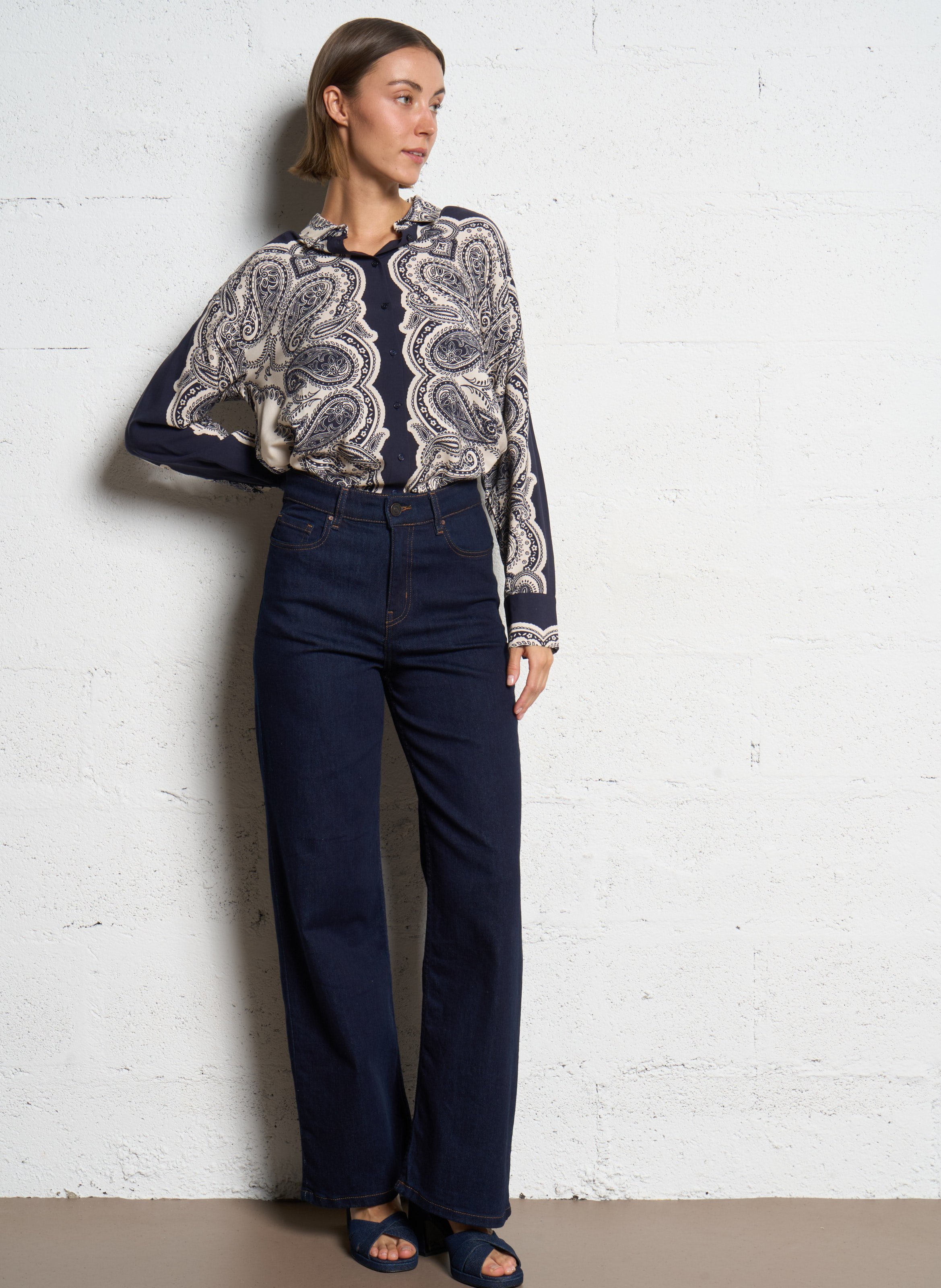 Cotton-blend wide-leg jeans SUD EXPRESS Blue