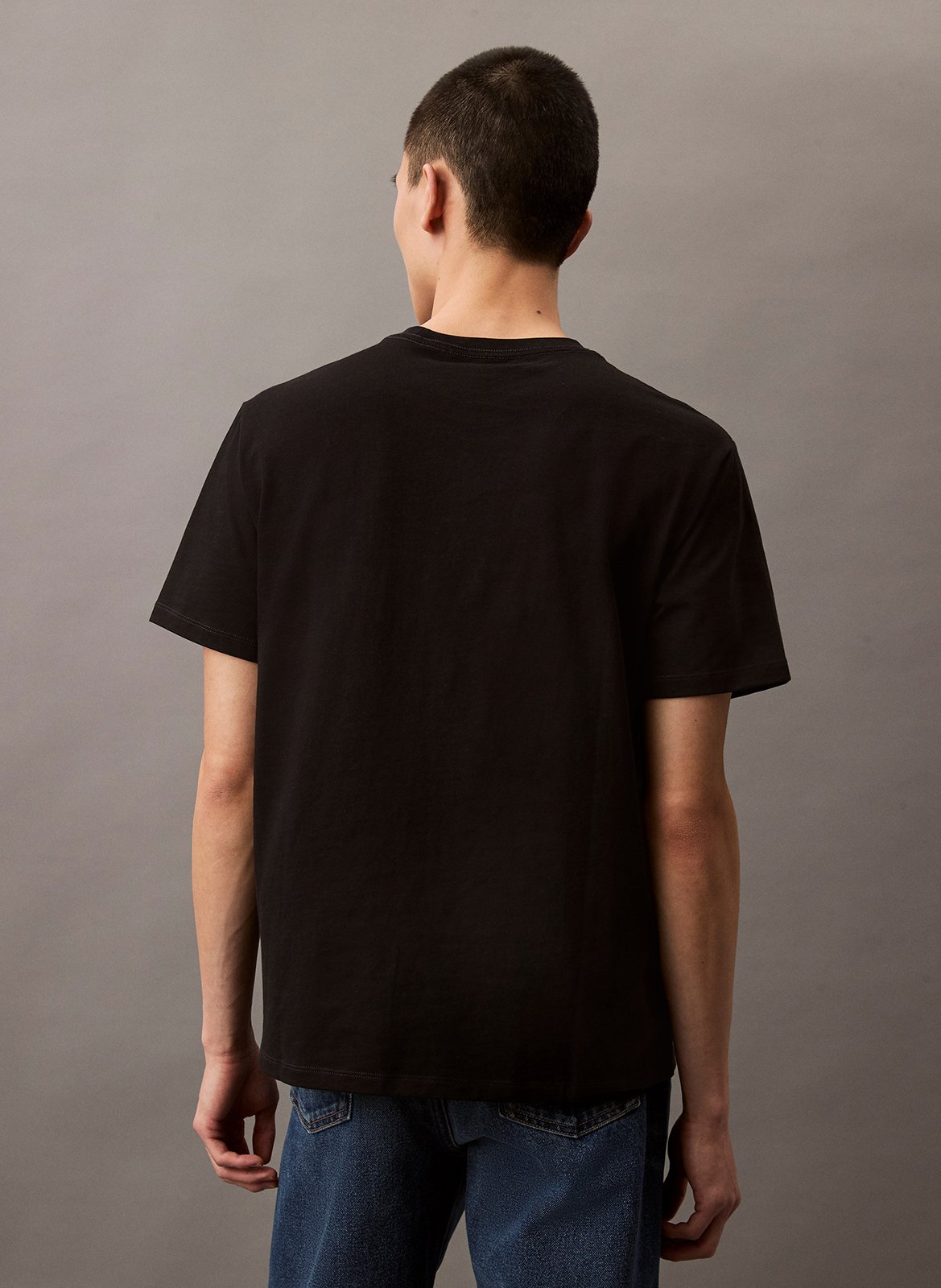 Tee-shirt droit en coton sérigraphié CALVIN KLEIN Noir