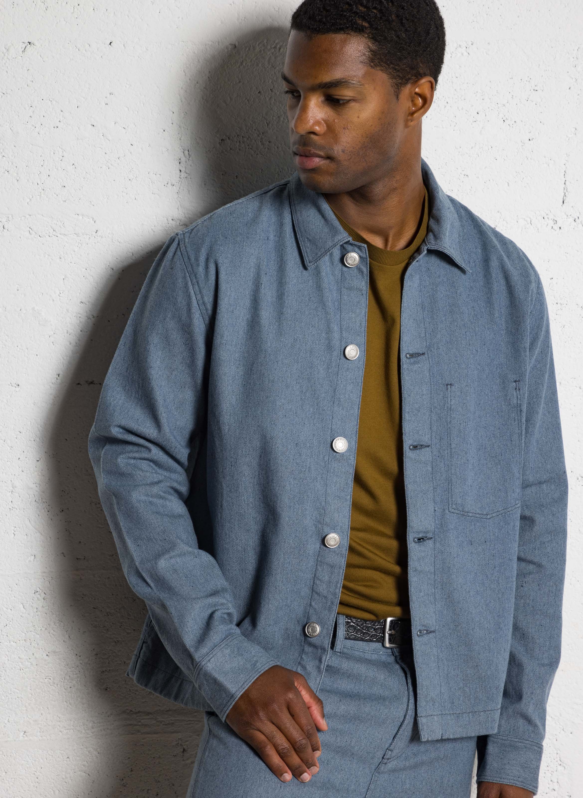 Straight denim jacket with a mottled effect IKKS Blue