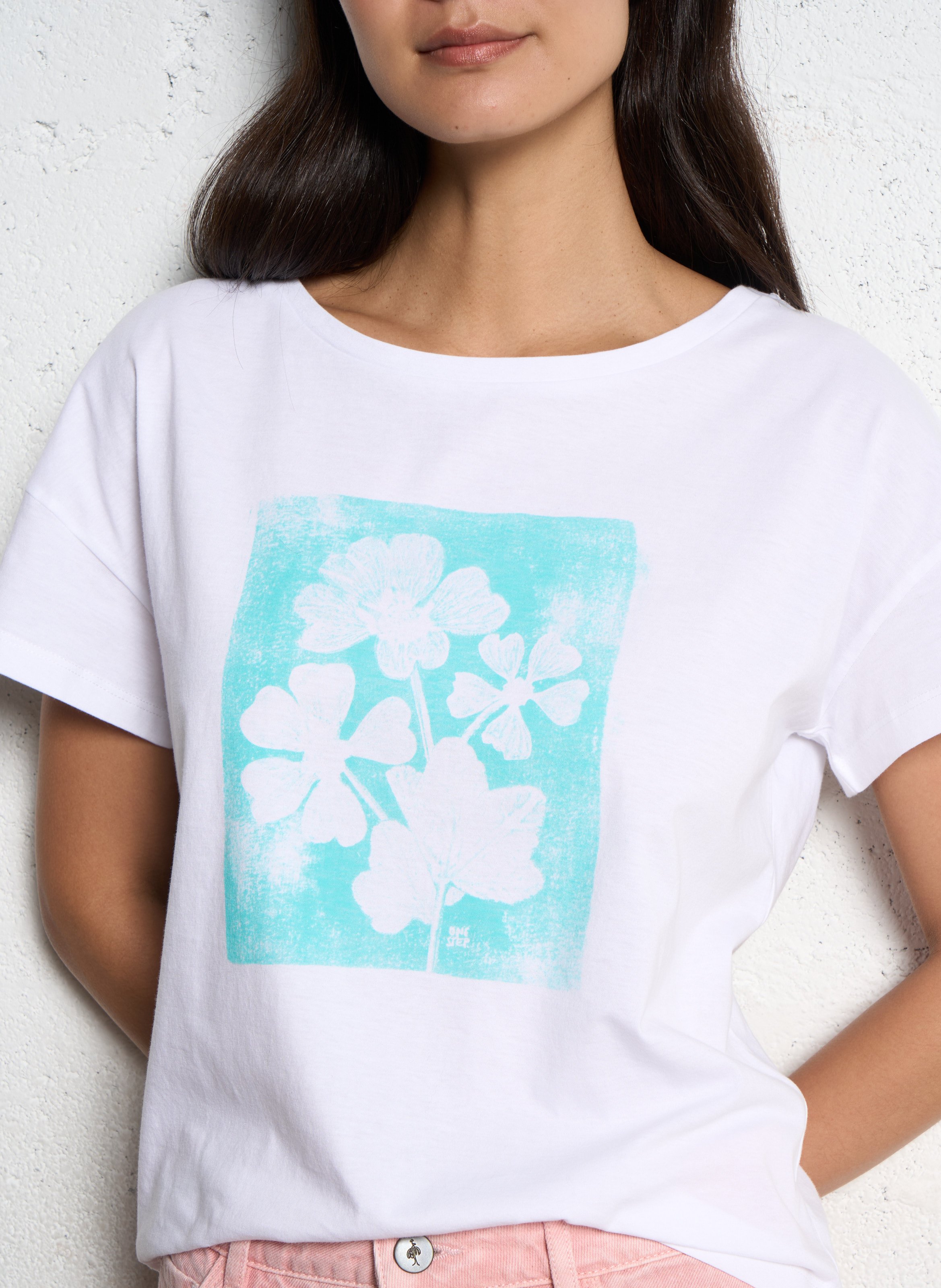 Camiseta estampada recta ONE STEP Blanco