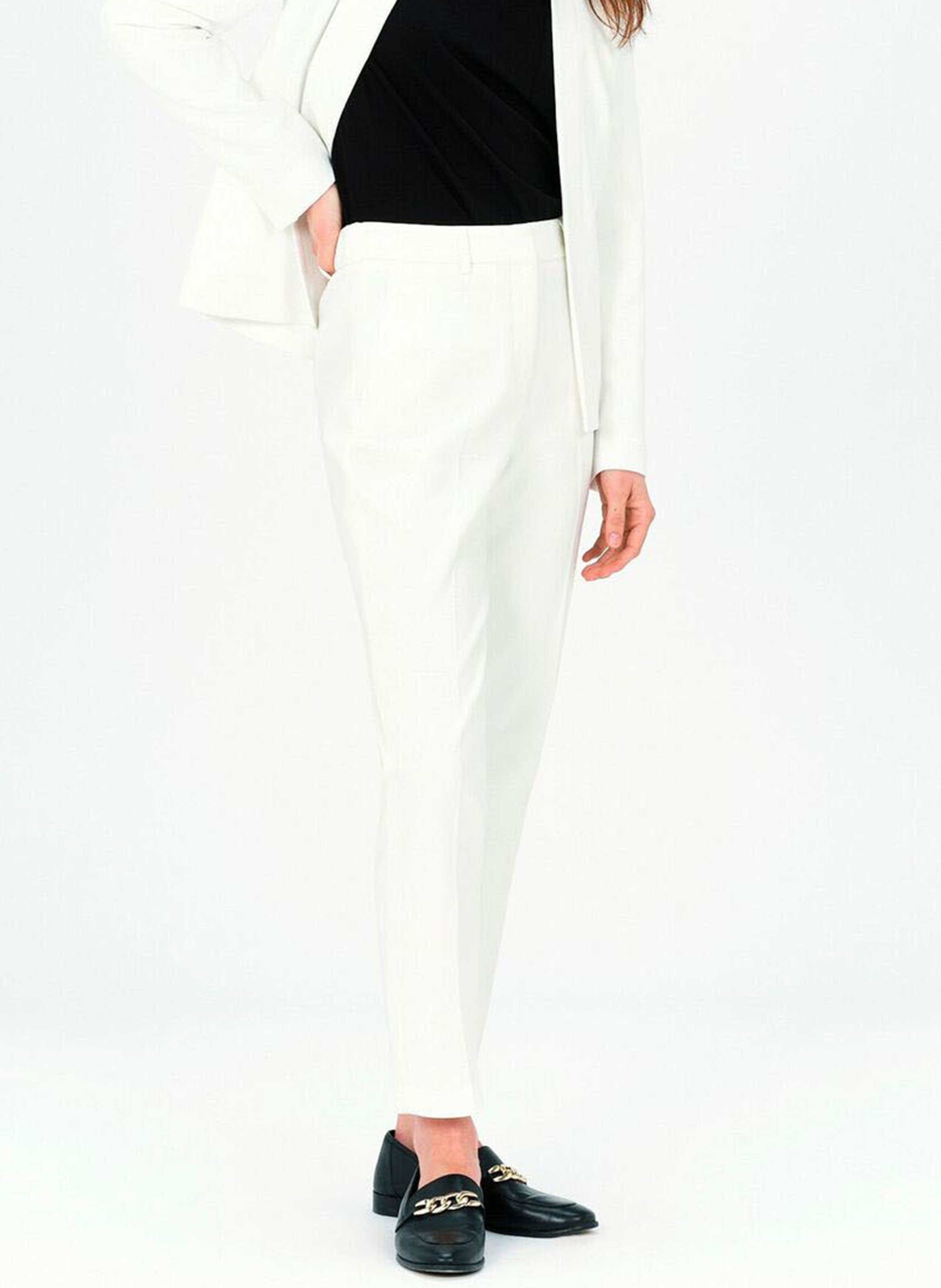 Broek met toelopende pijpen | katoenblend CAROLL