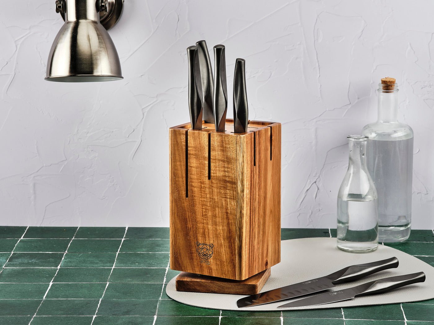 Larus Skagen kitchen knife block - 7 pieces BJORN Grey