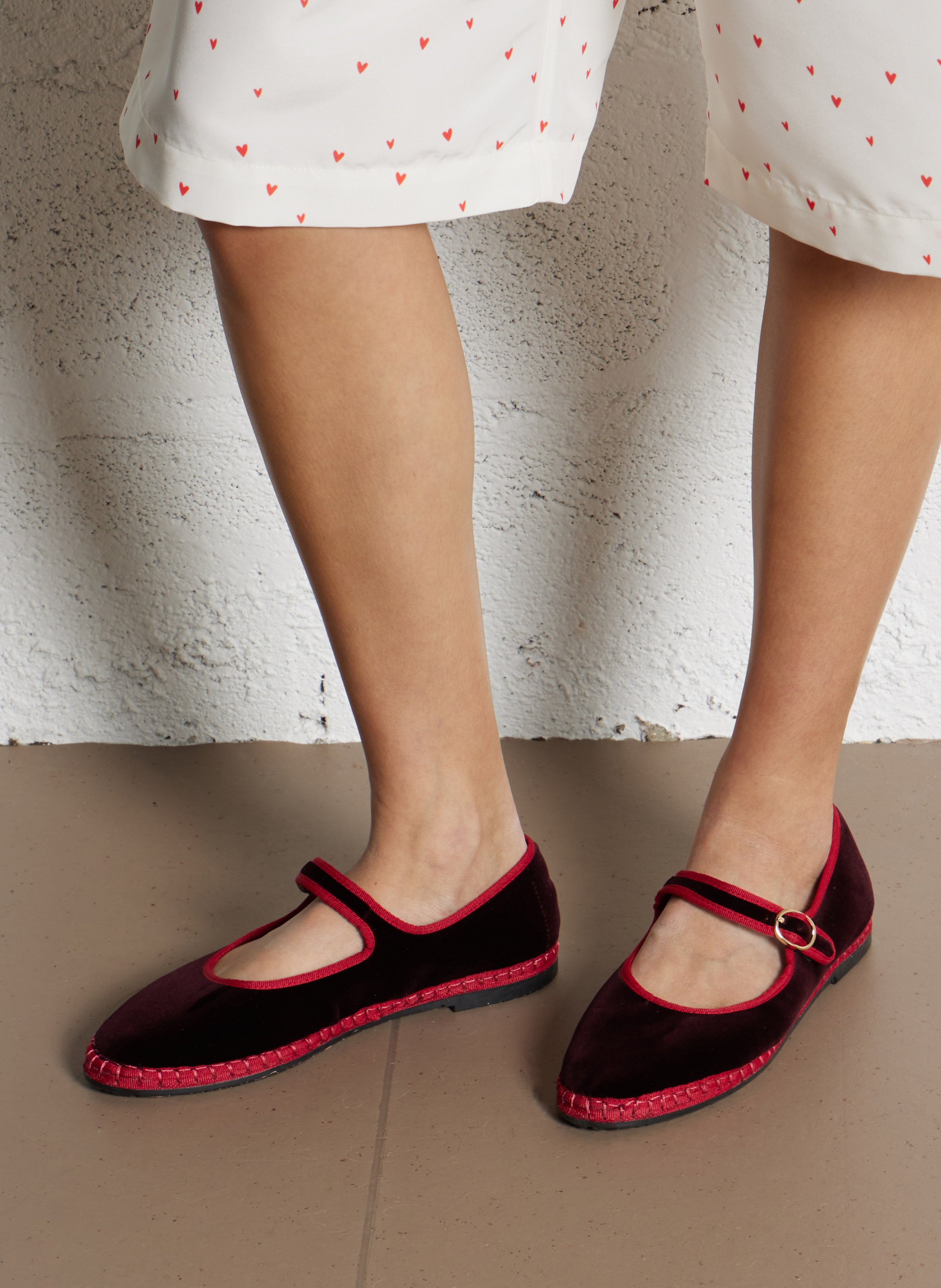 Cotton velvet ballet flats FLABELUS Red
