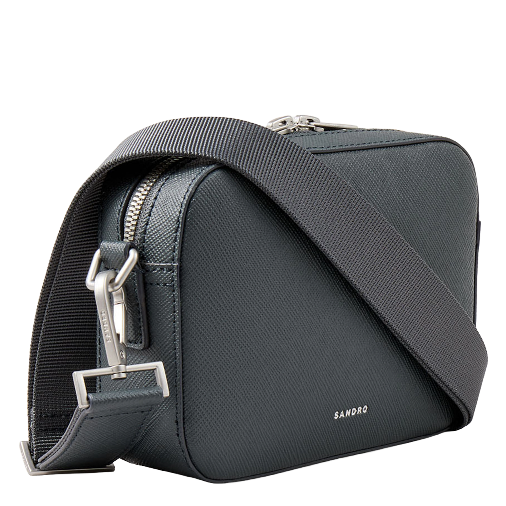 Sac bandoulière en cuir recyclé SANDRO Gris