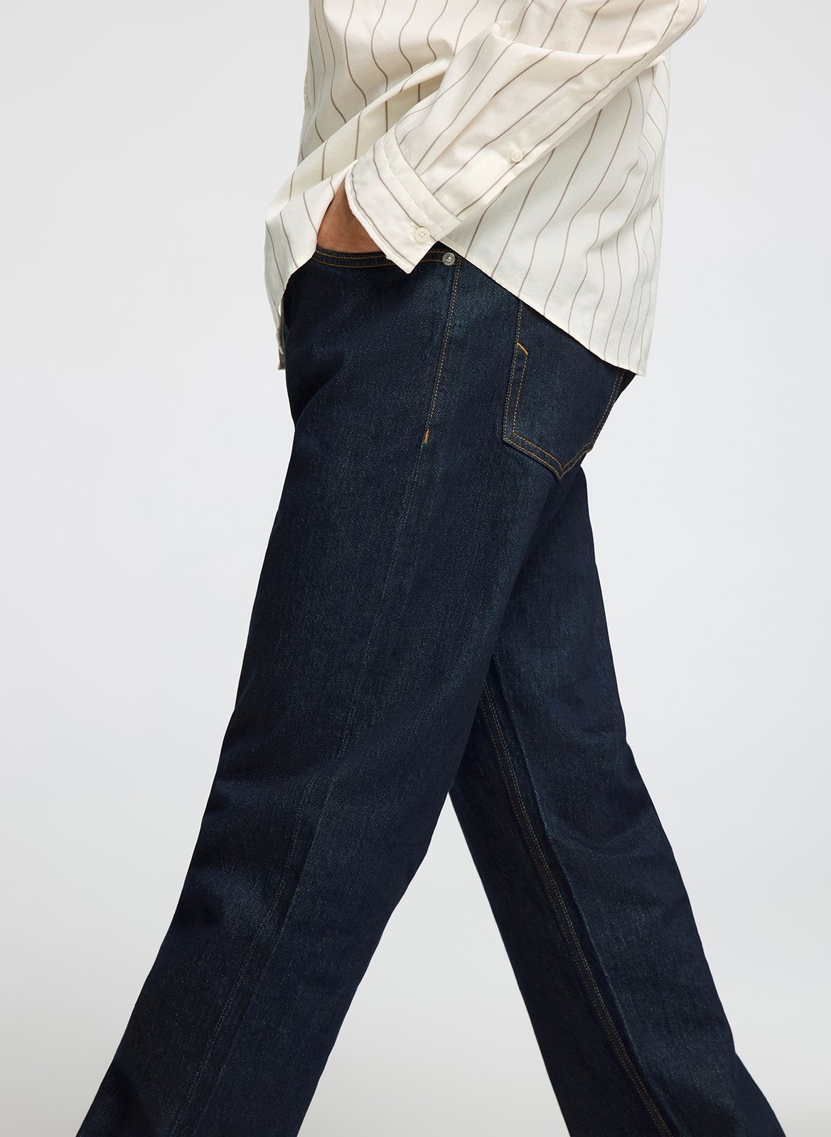 Straight organic cotton-blend jeans SELECTED Blue