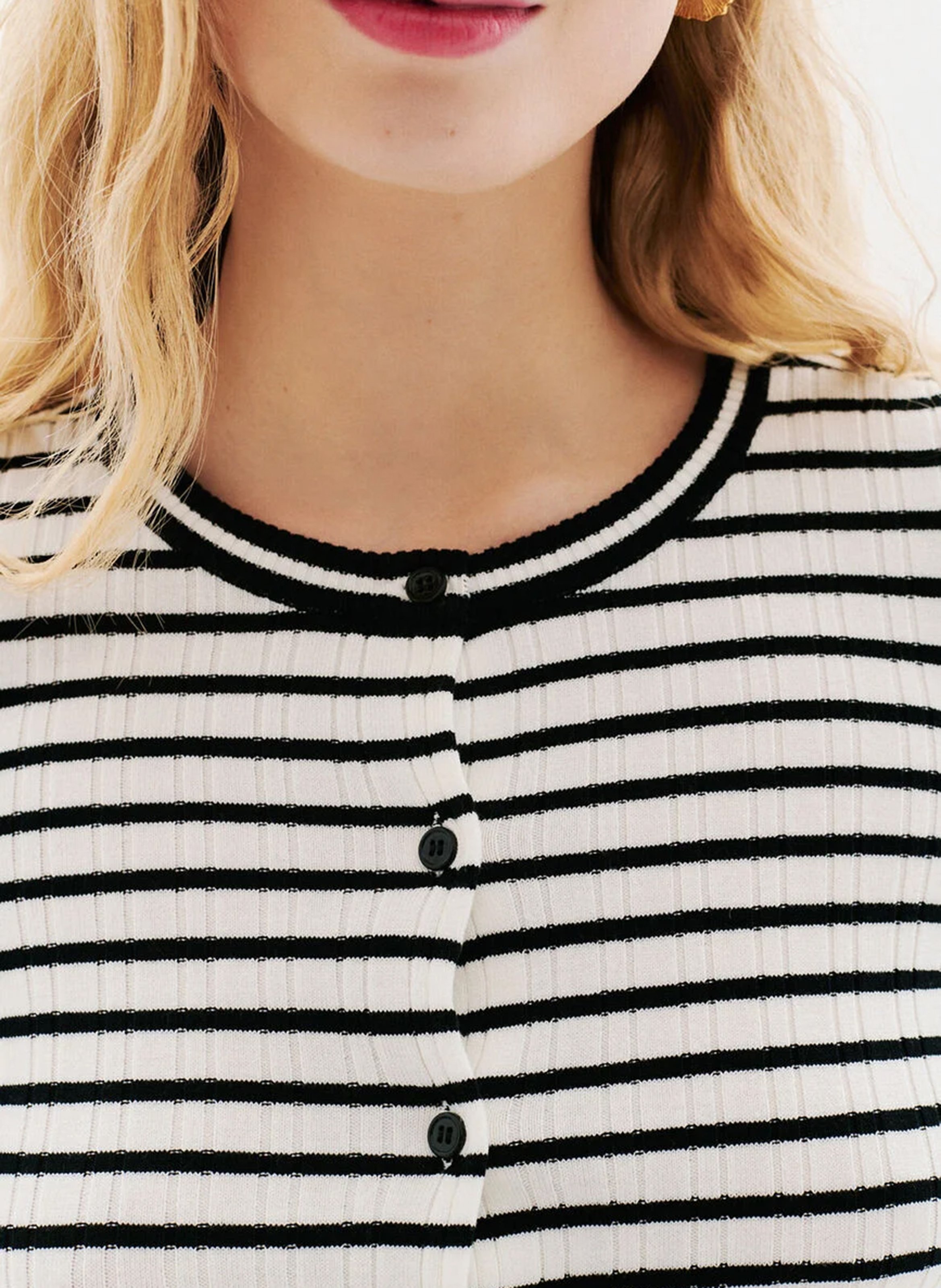 Striped round-neck sweater CAROLL Black