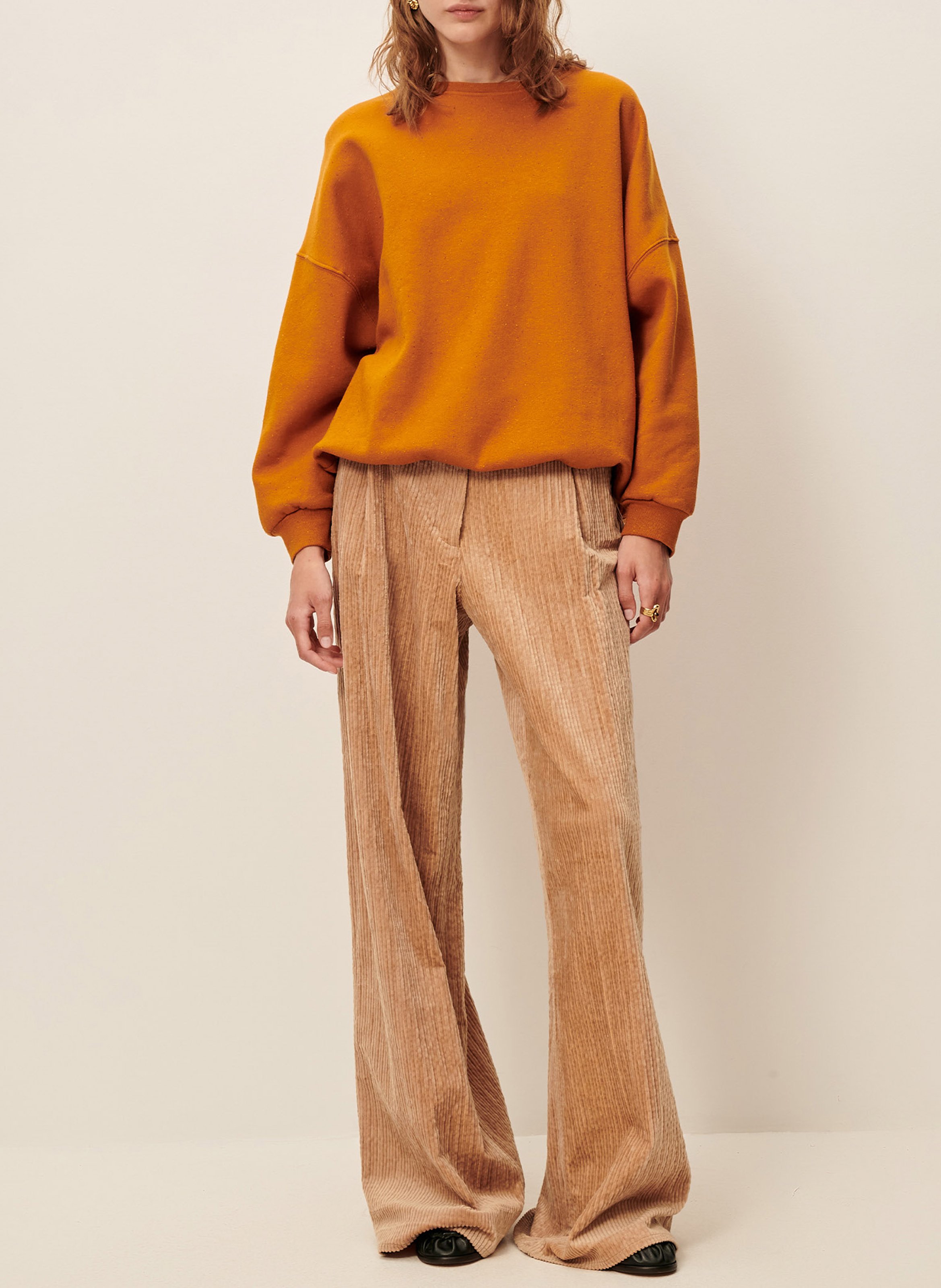 Sweat ample col rond en coton mélangé SESSUN Orange