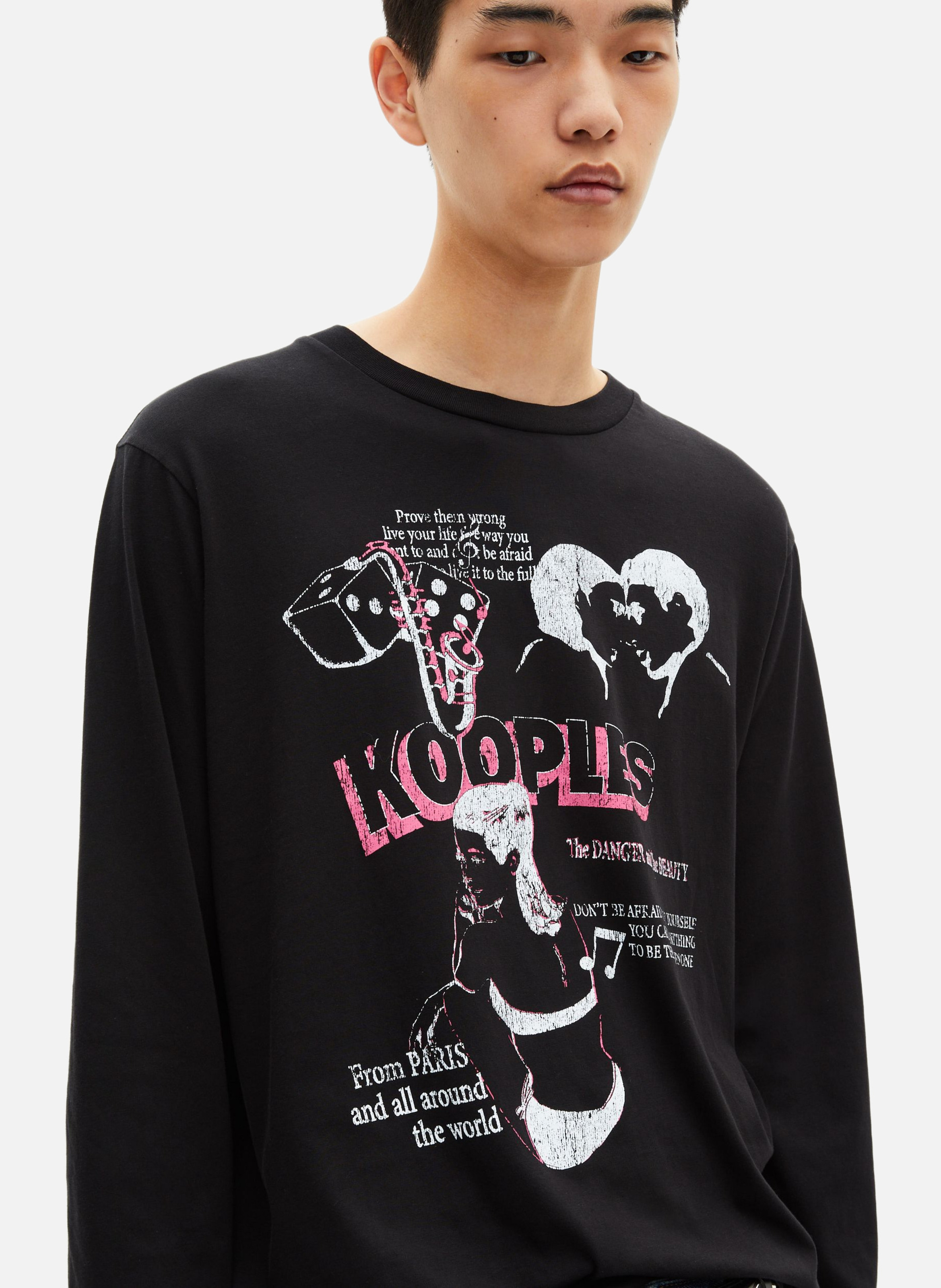 T-shirt with screen print 'the dangerous and the beauty' THE KOOPLES Black