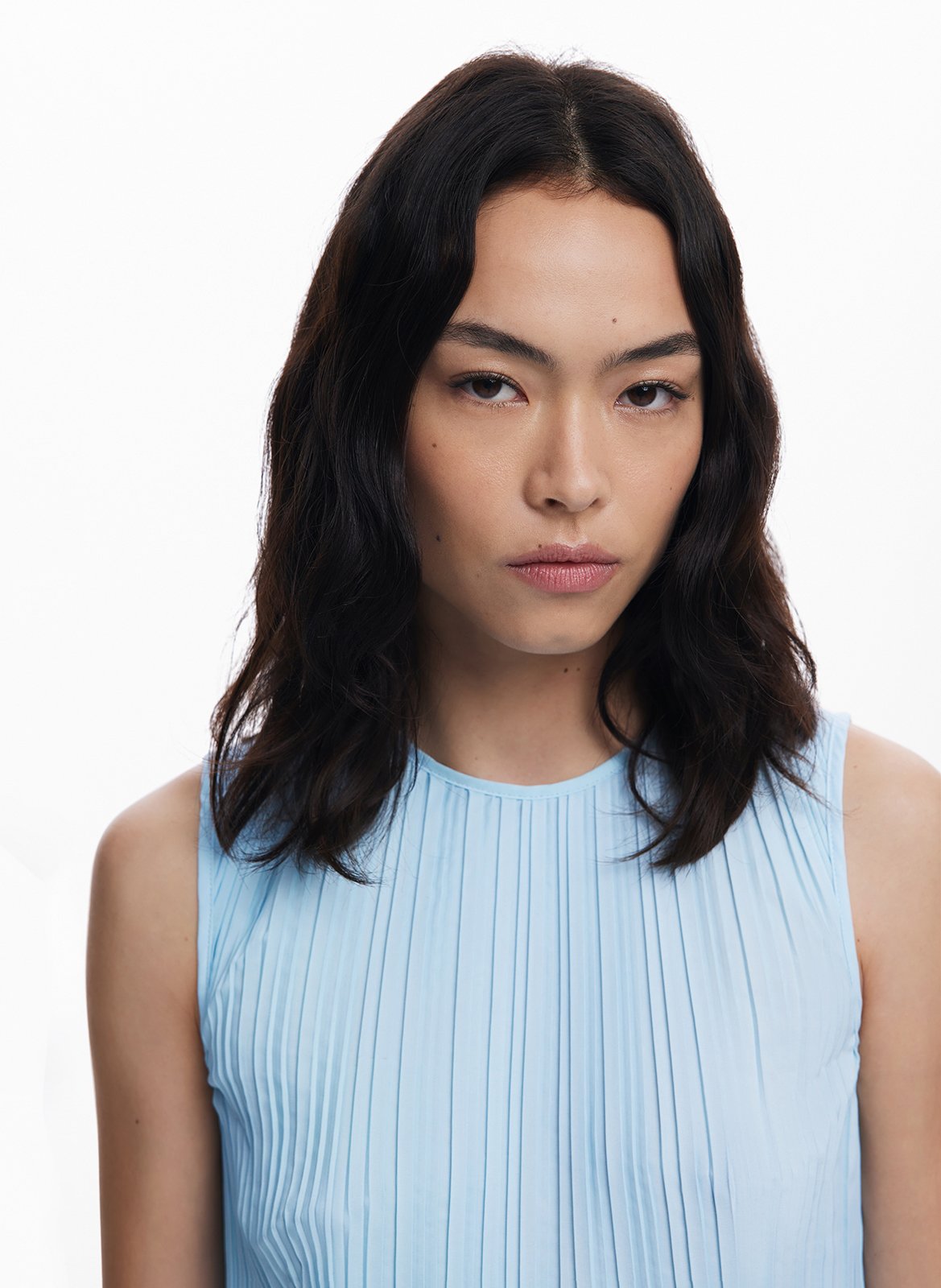 Robe midi imprimée plissée DESIGUAL Bleu