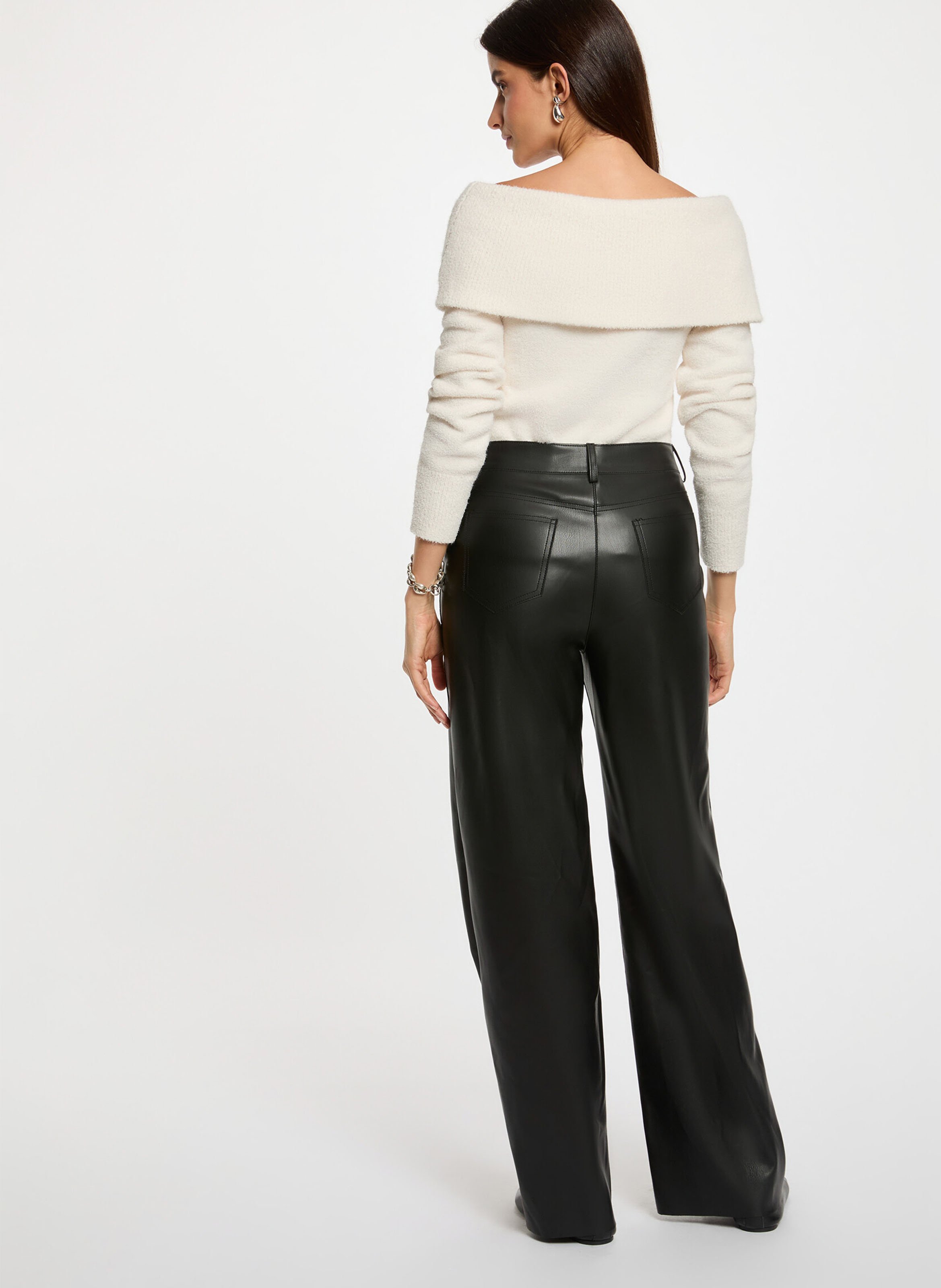 Pull ajustée col bardot en maille MORGAN Beige