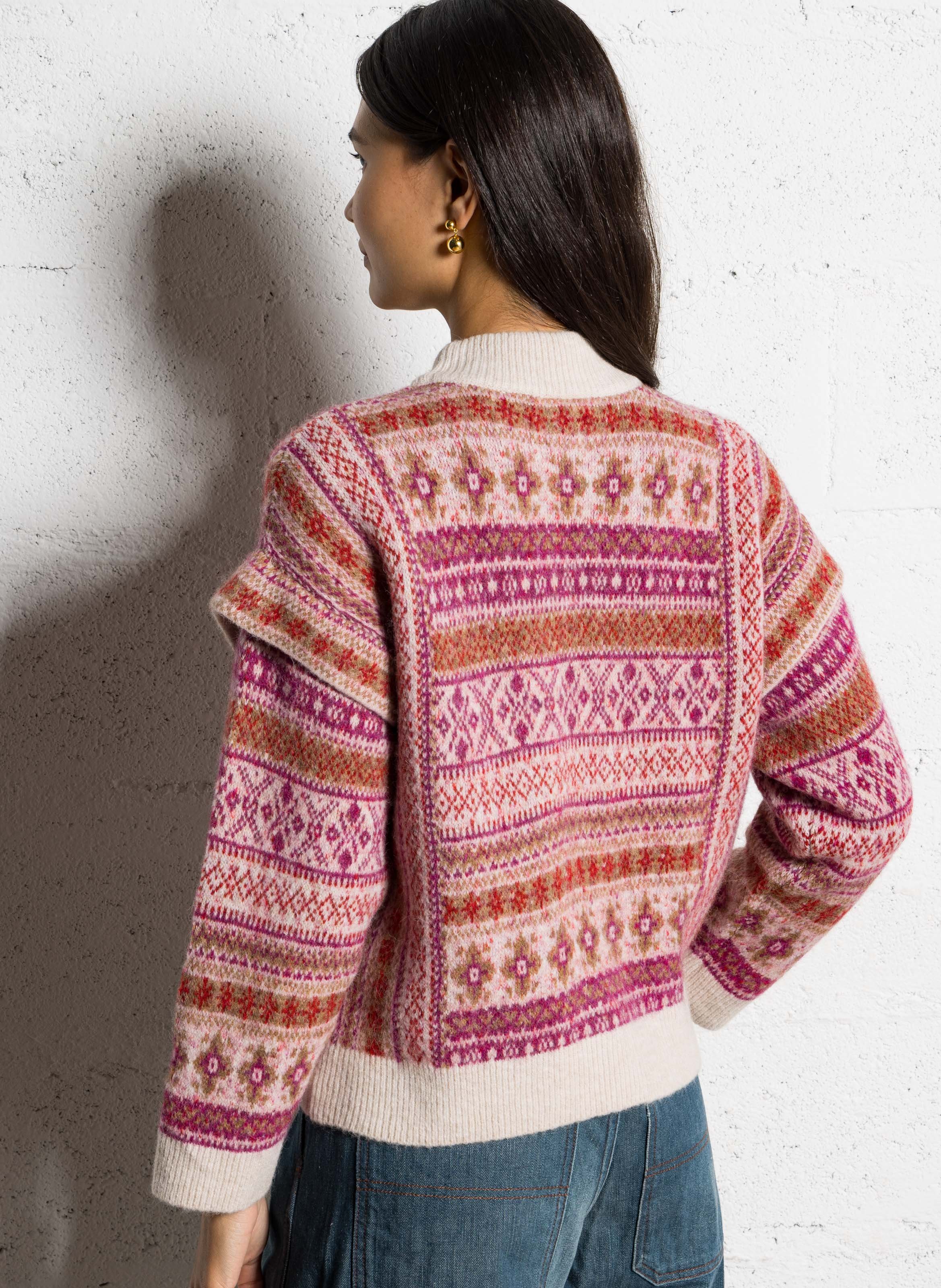 Round-neck printed sweater DES PETITS HAUTS Pink