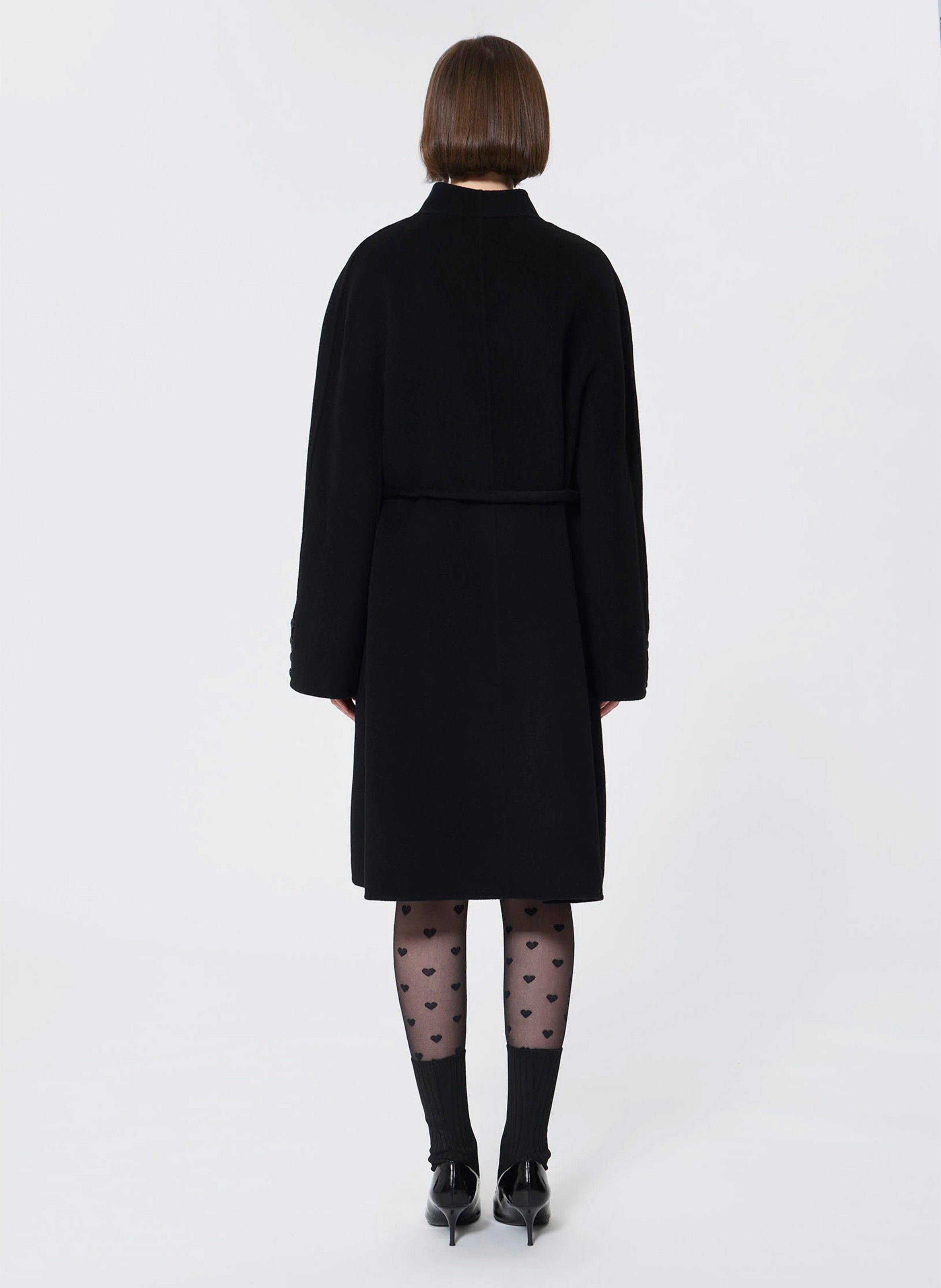 Cappotto a collo alto in misto lana TARA JARMON Nero