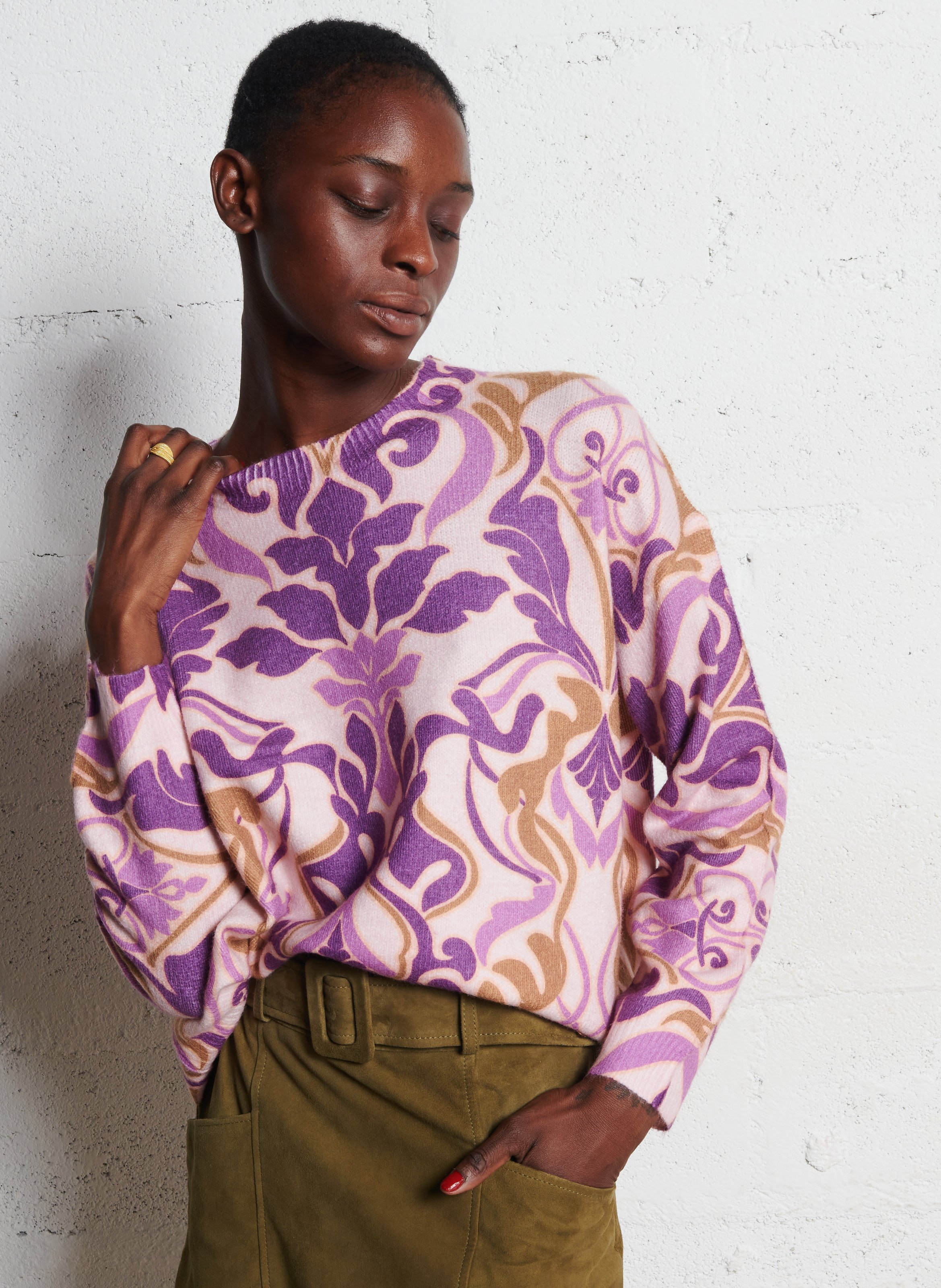 Round-neck printed sweater LA PETITE ETOILE Purple