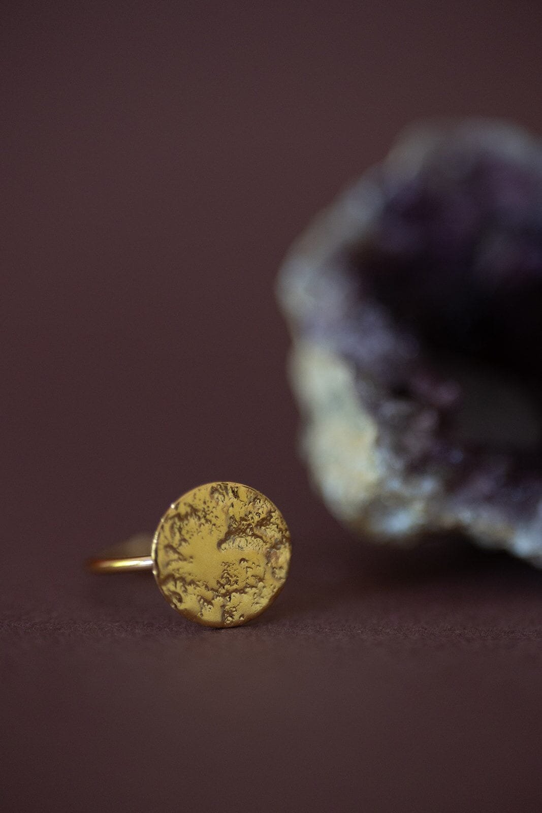 Hammered round ring silver plated MONSIEUR SIMONE Golden