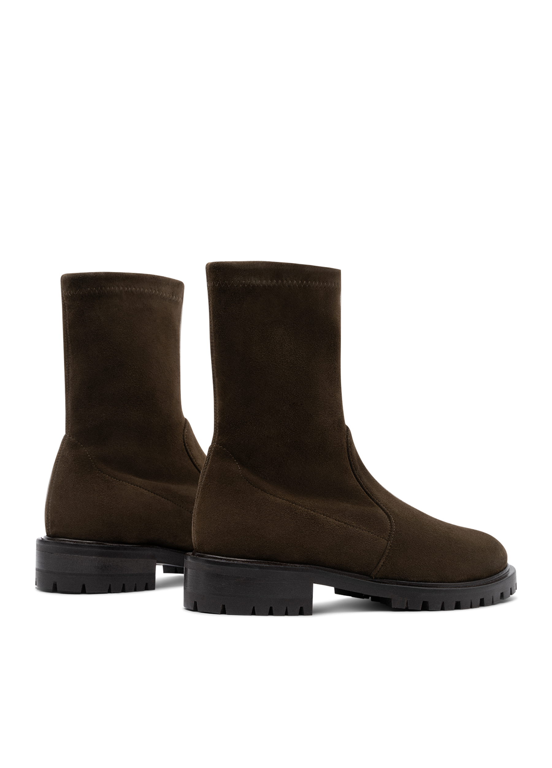 Khaki stretch calfskin ankle boots PARALLELE PARIS Khaki