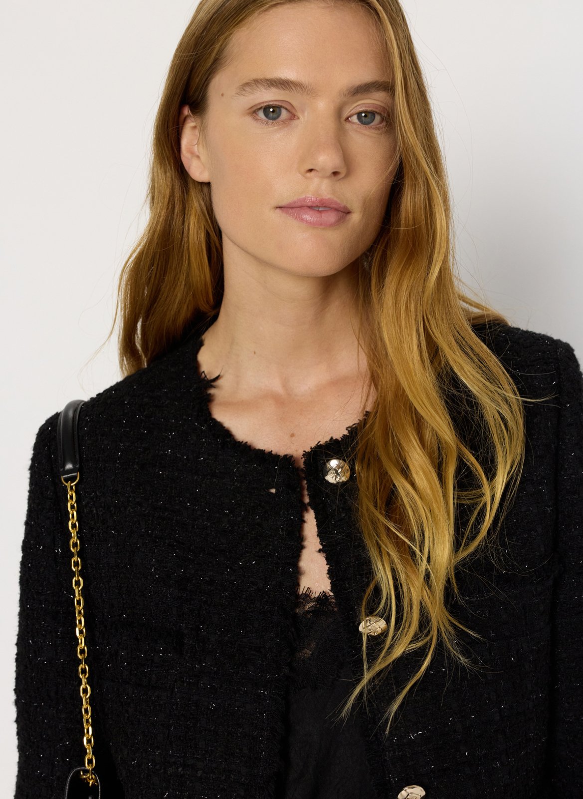 Round neck tweed jacket GERARD DAREL Black