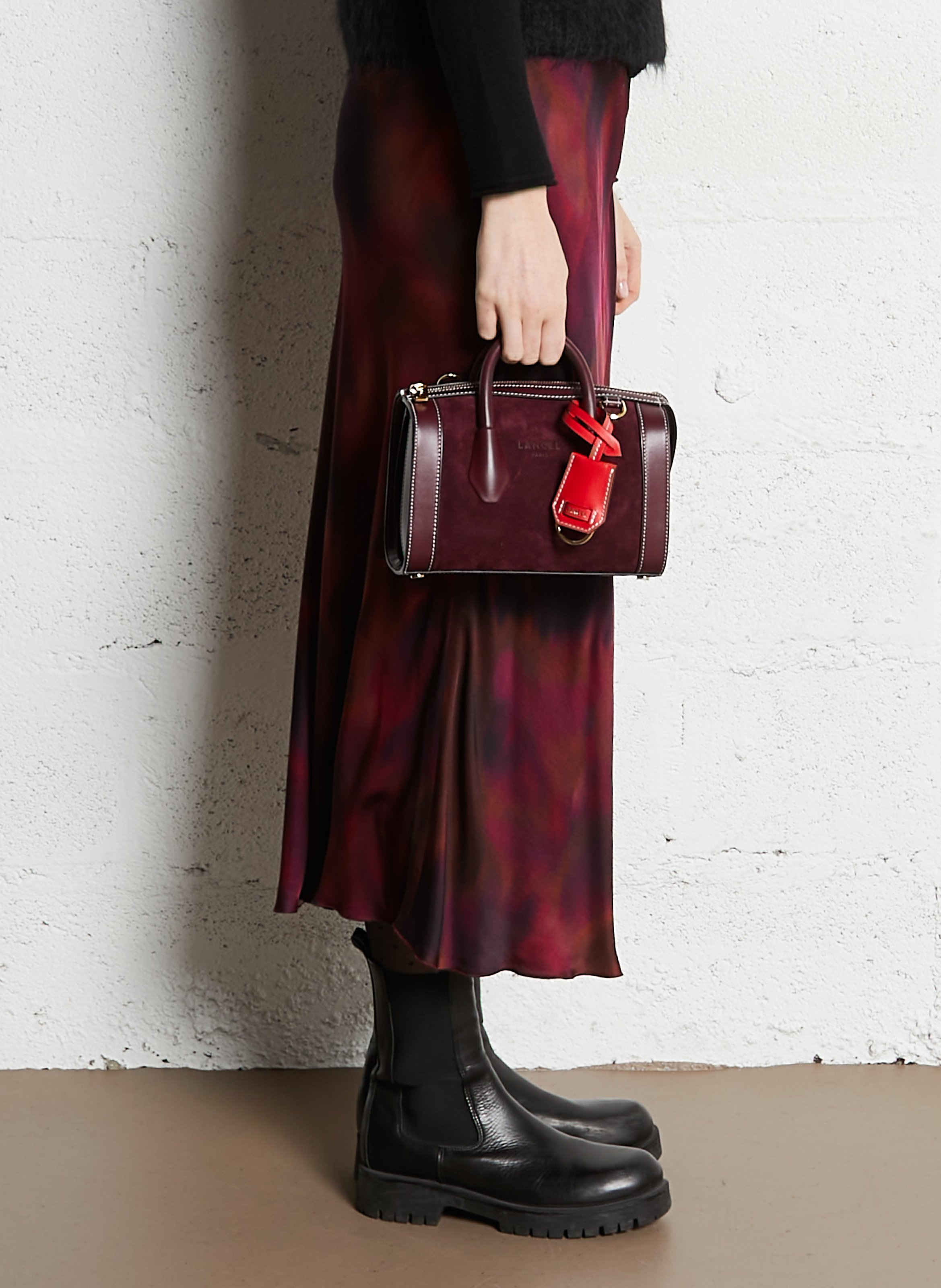 A-line leather skirt LANCEL Plums