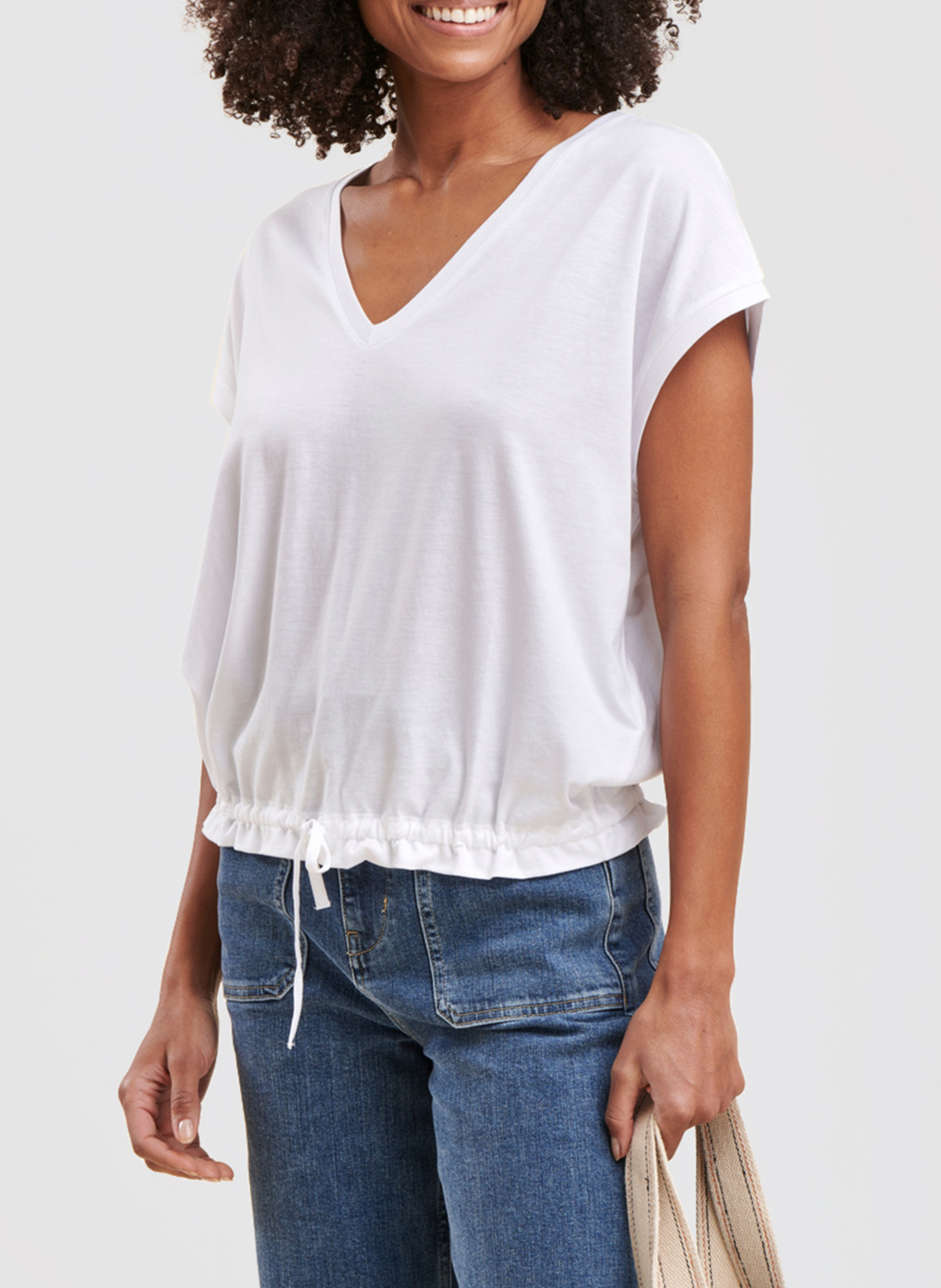 Tee-shirt fluide en coton mélangé  LA FEE MARABOUTEE Blanc