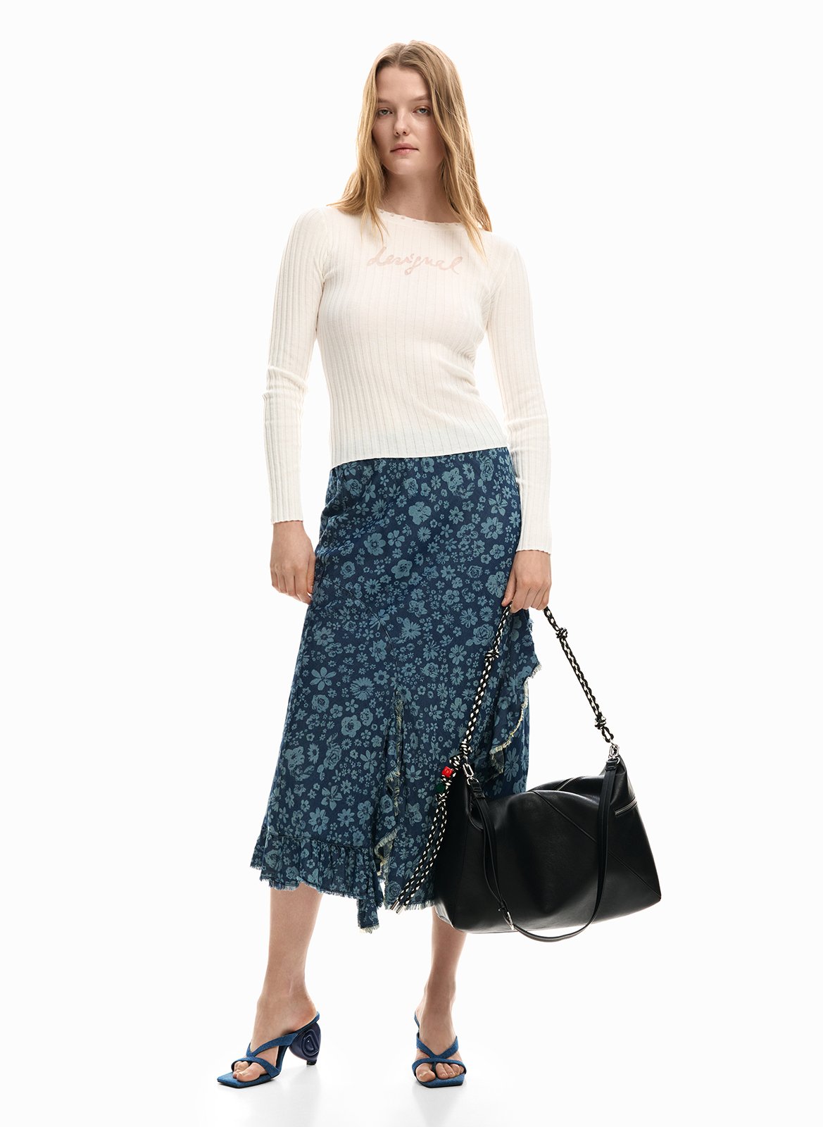 Grote tas met ritssluiting en logo bedel DESIGUAL Zwart